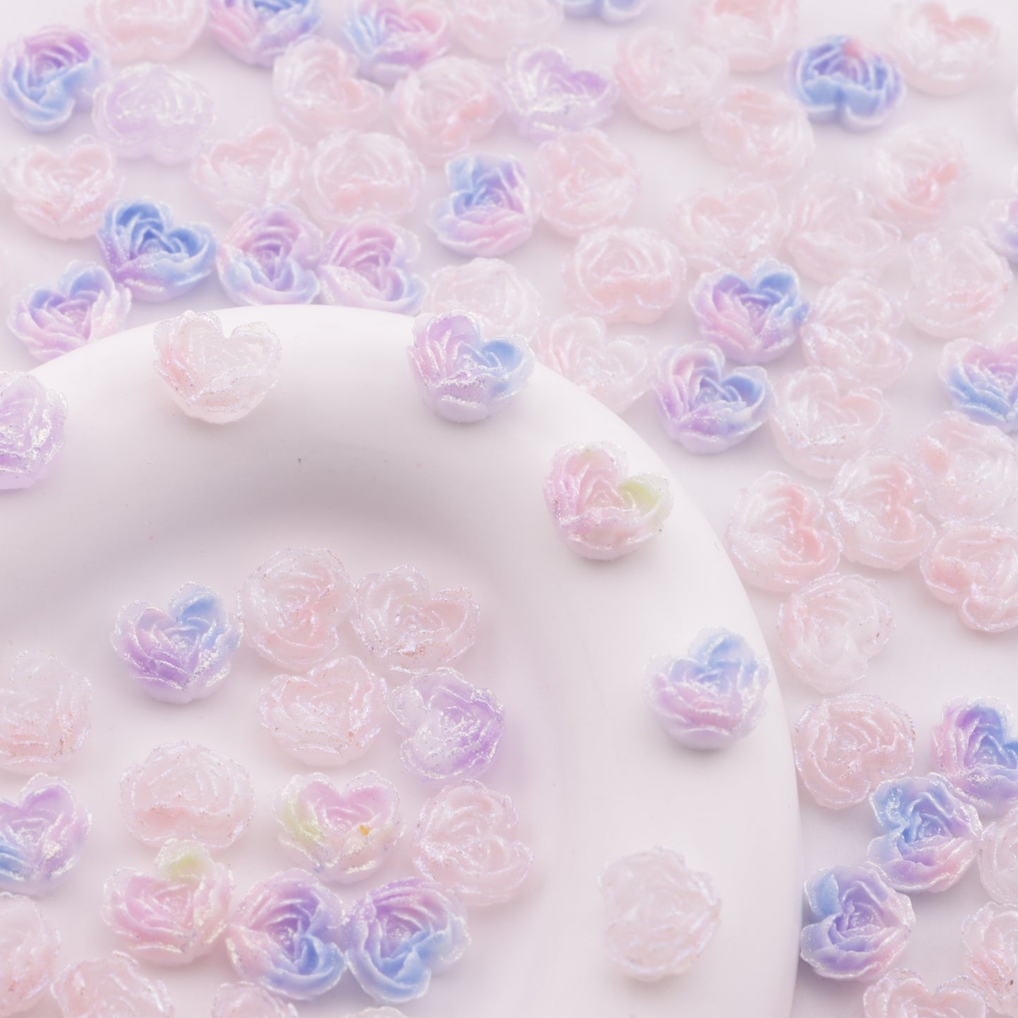 FS6352- About 9×10mm Light - Color Luminous Heart Soft Flower Charms
