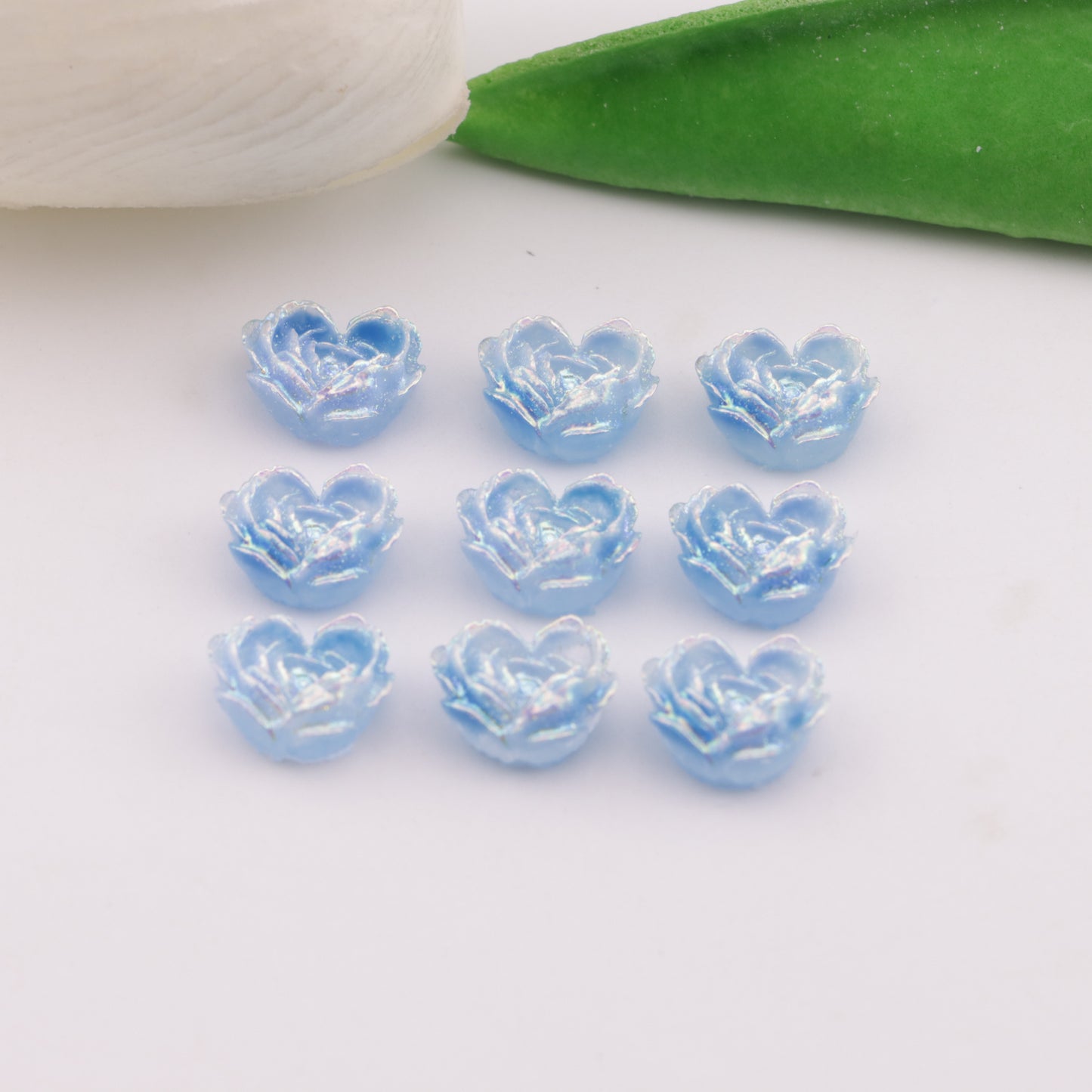 FS6353- About 9×10mm Uv Luminous Heart Soft Flower Charms Night - Glow Mother - of - Pearl Heart Soft Flower Patches