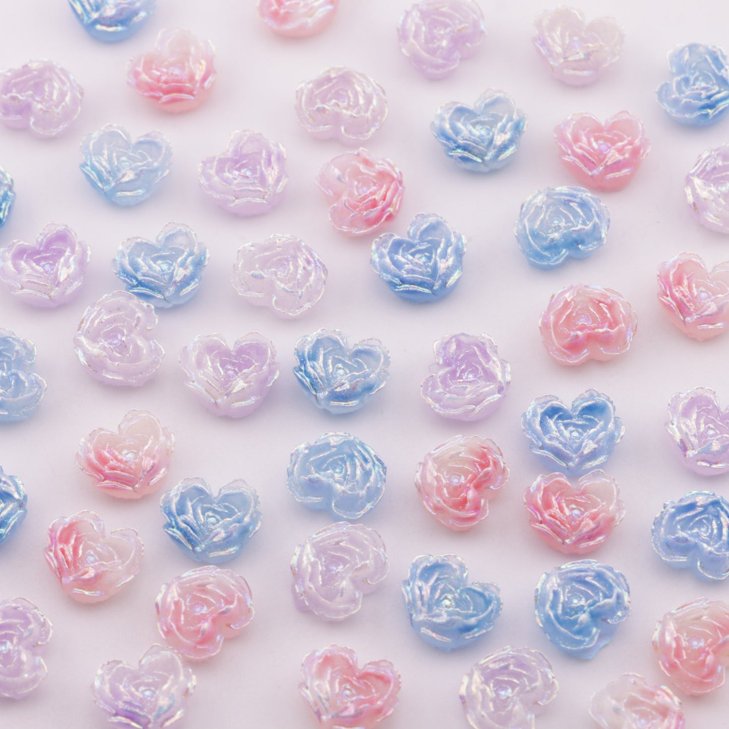FS6353- About 9×10mm Uv Luminous Heart Soft Flower Charms Night - Glow Mother - of - Pearl Heart Soft Flower Patches