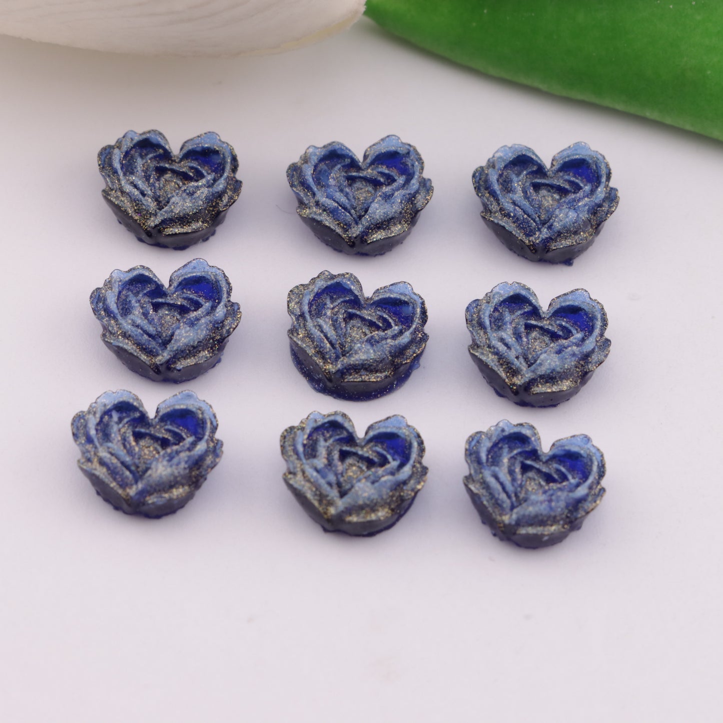 FS6351- About 9×10mm Deep - Color Luminous Heart Soft Flower Charms