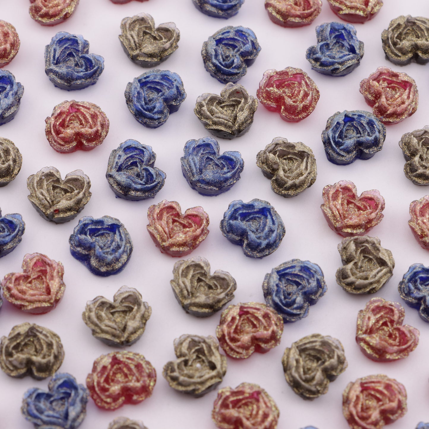 FS6351- About 9×10mm Deep - Color Luminous Heart Soft Flower Charms