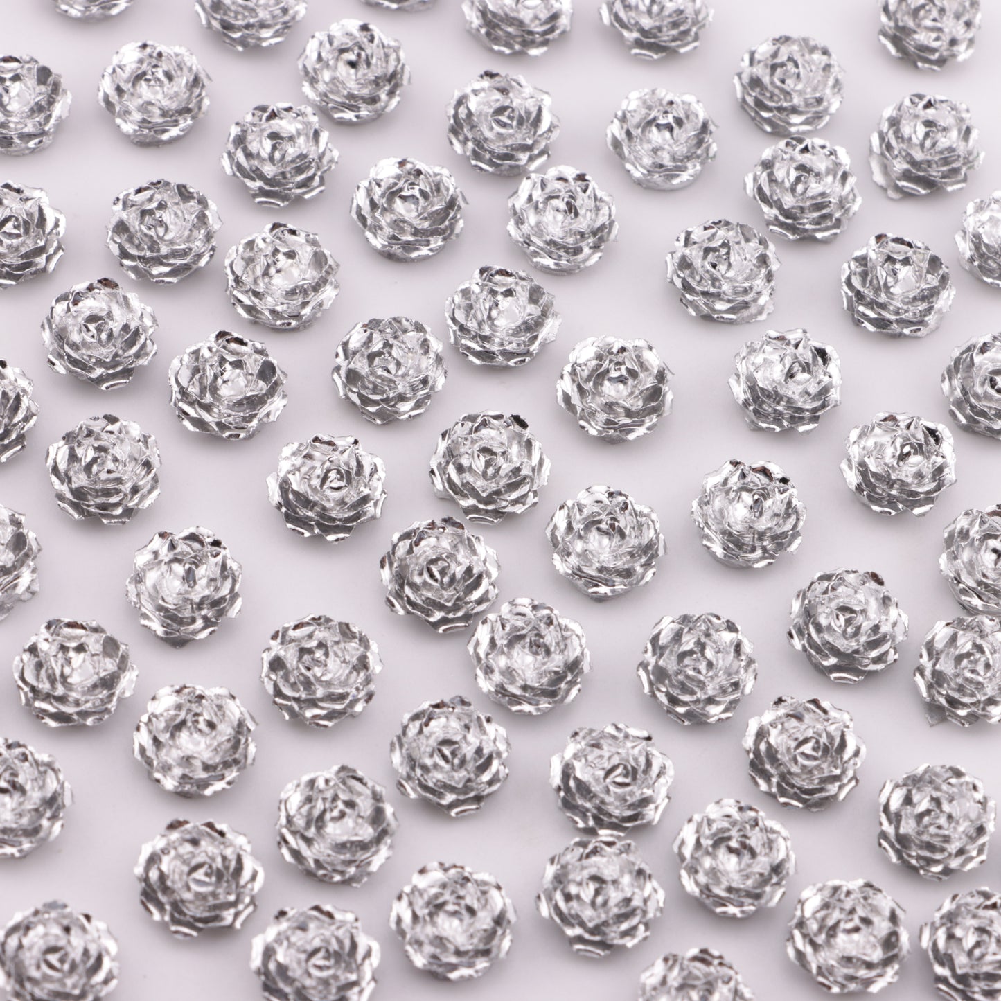 FS6387- 10mm Silver Small Flower Charms, Silver Small Flower Patches