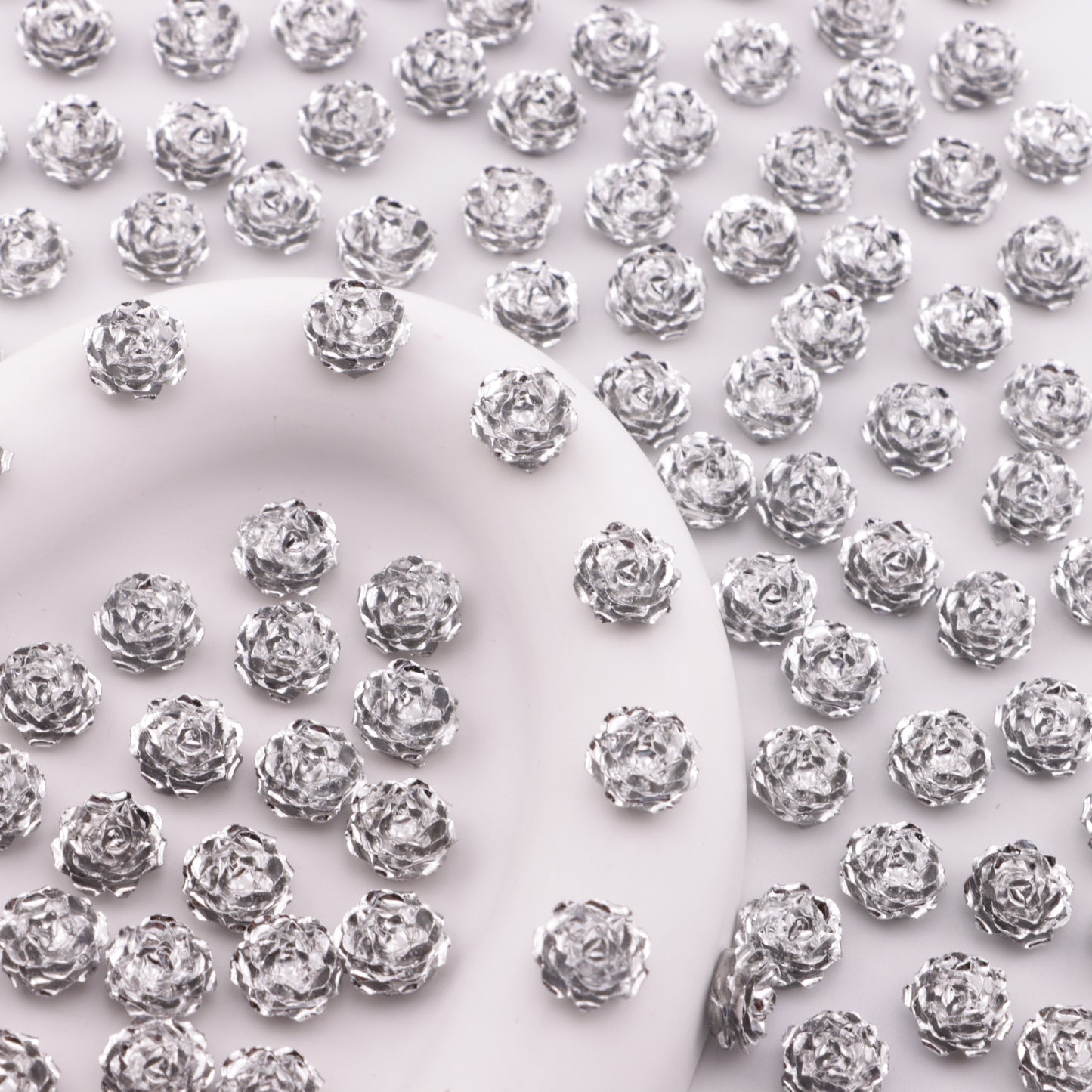 FS6387- 10mm Silver Small Flower Charms, Silver Small Flower Patches