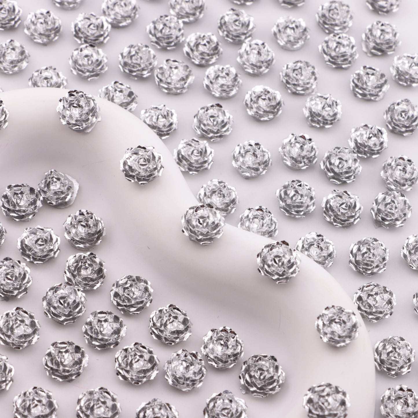 FS6387- 10mm Silver Small Flower Charms, Silver Small Flower Patches