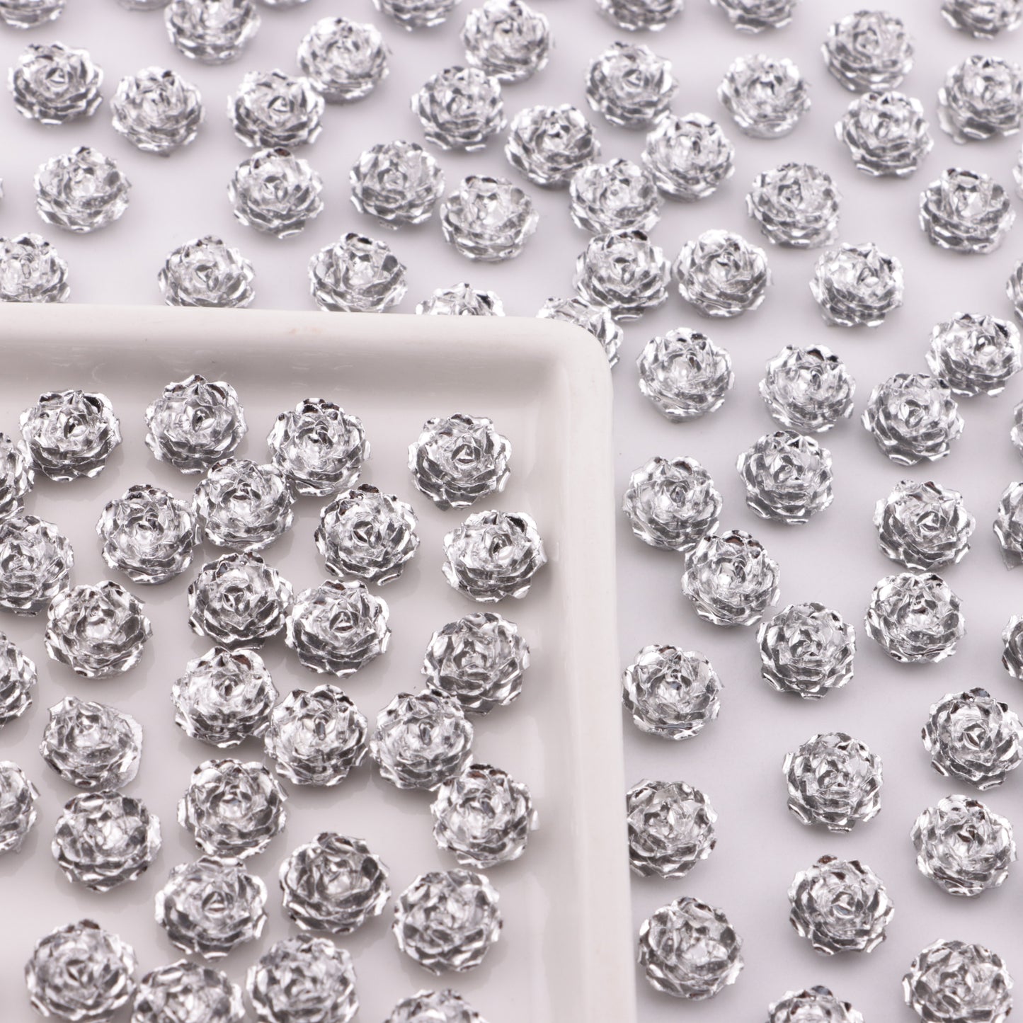 FS6387- 10mm Silver Small Flower Charms, Silver Small Flower Patches