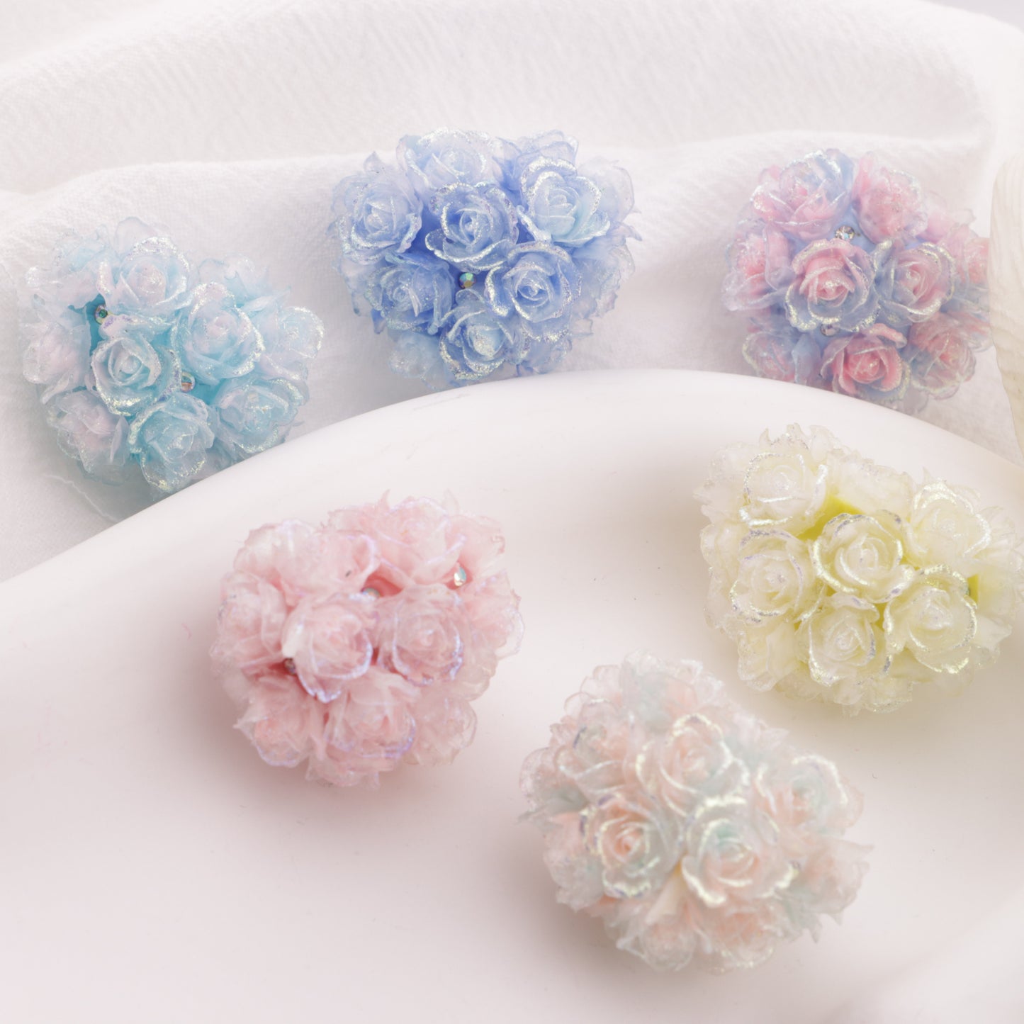 FS6397- 30×24mm Style A Luminous Full Soft Flower Heart Beads A Style Luminous Full Soft Flower Heart Clay Beads Fit For Pen