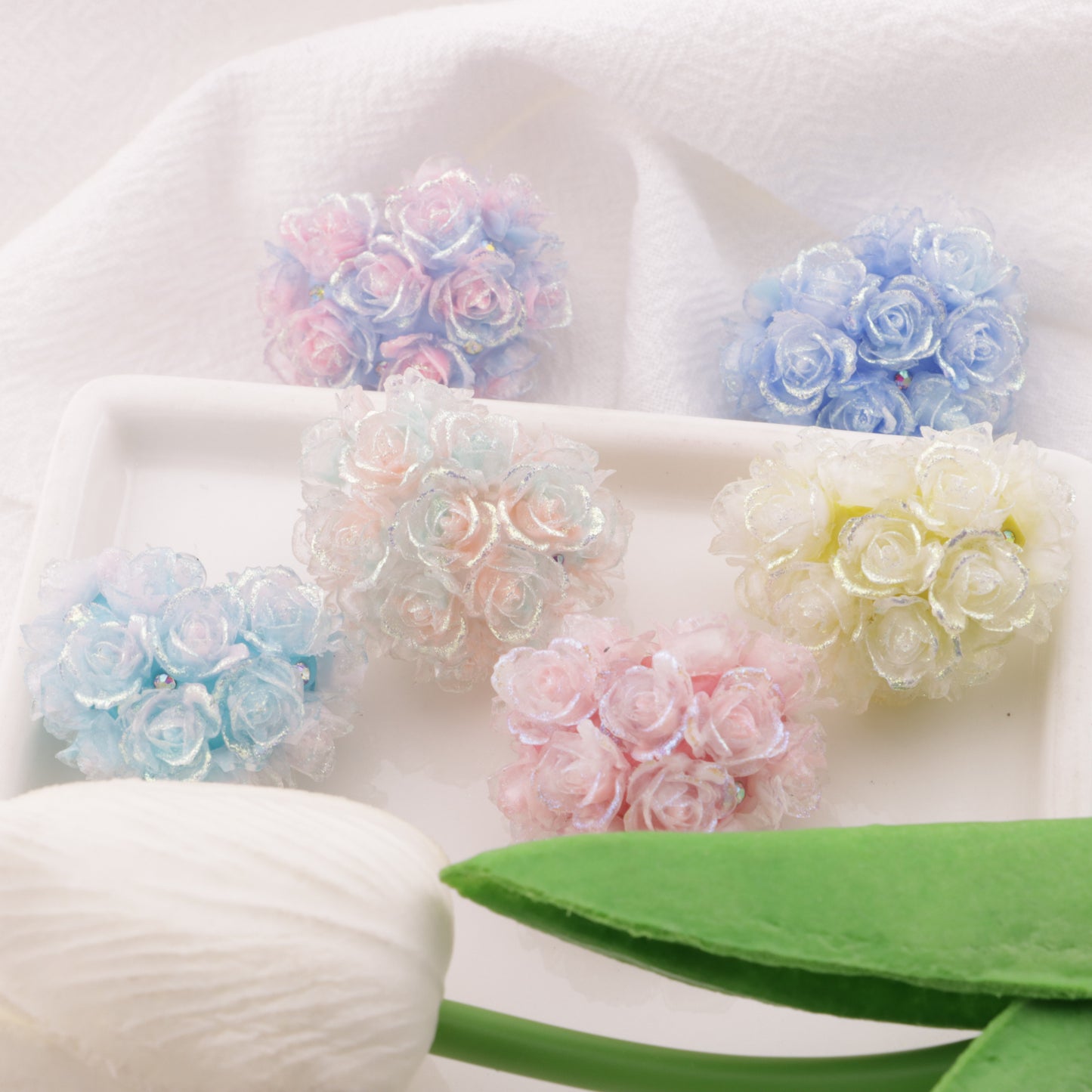 FS6397- 30×24mm Style A Luminous Full Soft Flower Heart Beads A Style Luminous Full Soft Flower Heart Clay Beads Fit For Pen