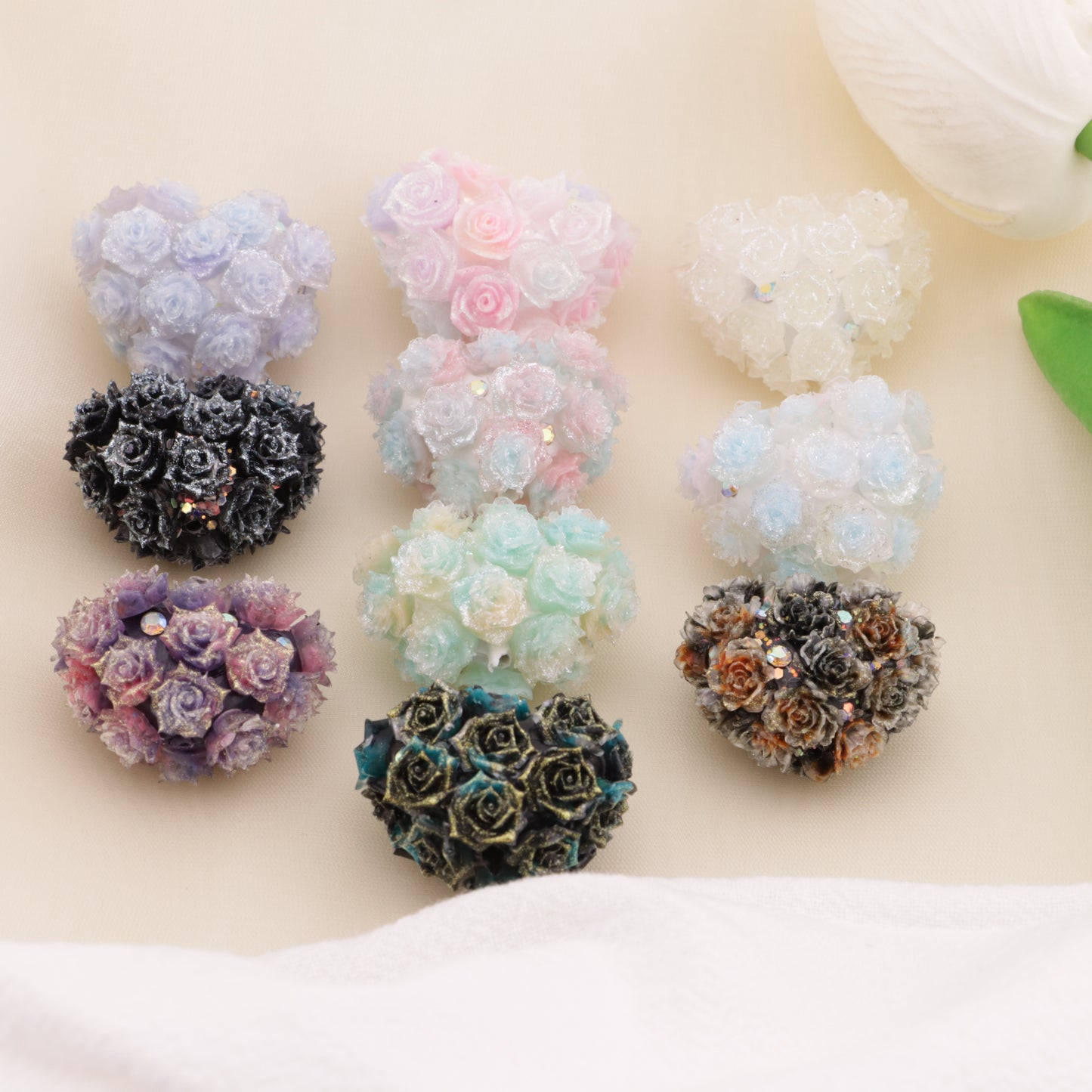 FS6398- 30×22Mm Type B Luminous Full Soft Flower Heart Beads B Style Luminous Full Soft Flower Heart Shaped Clay Beads Fit For Pen