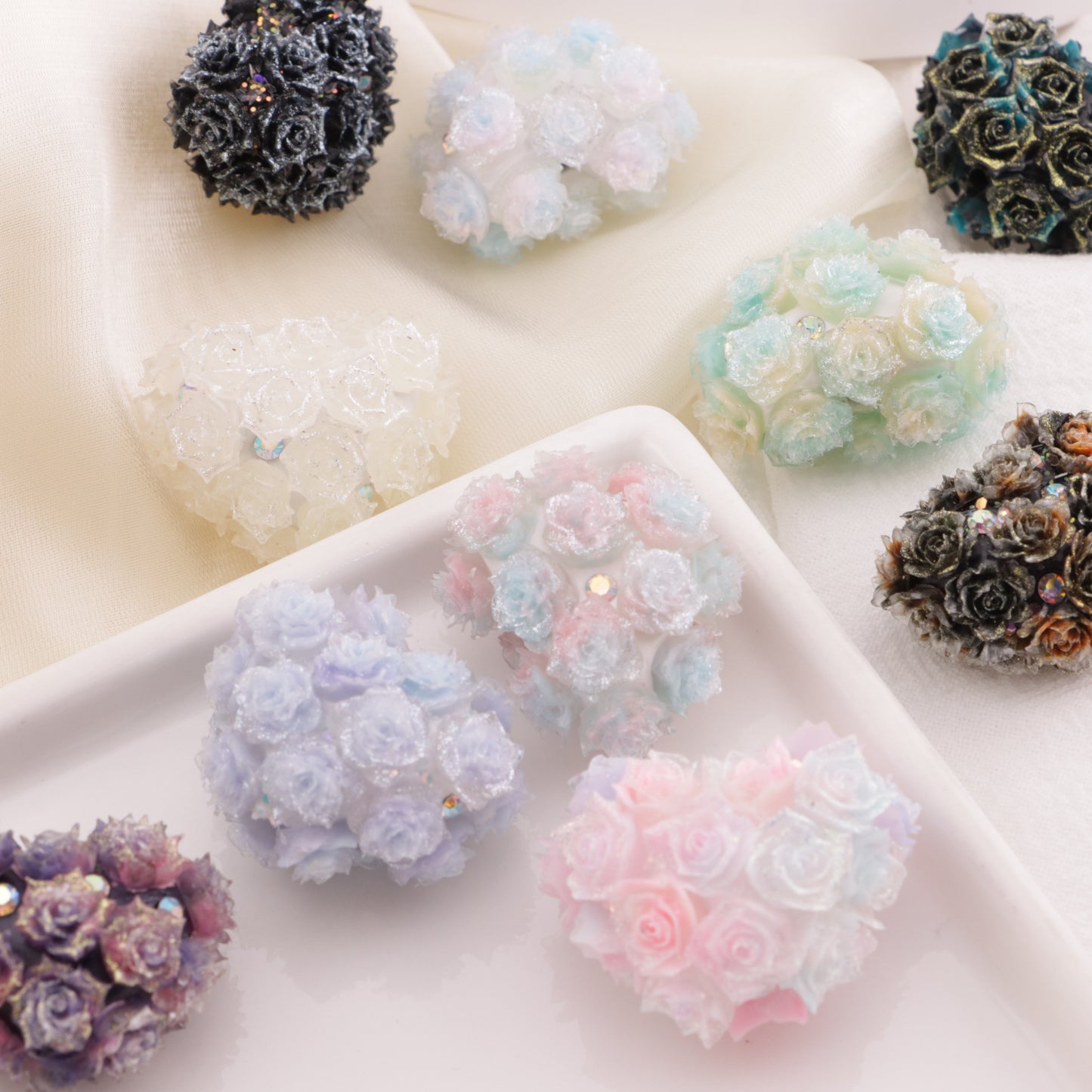 FS6398- 30×22Mm Type B Luminous Full Soft Flower Heart Beads B Style Luminous Full Soft Flower Heart Shaped Clay Beads Fit For Pen