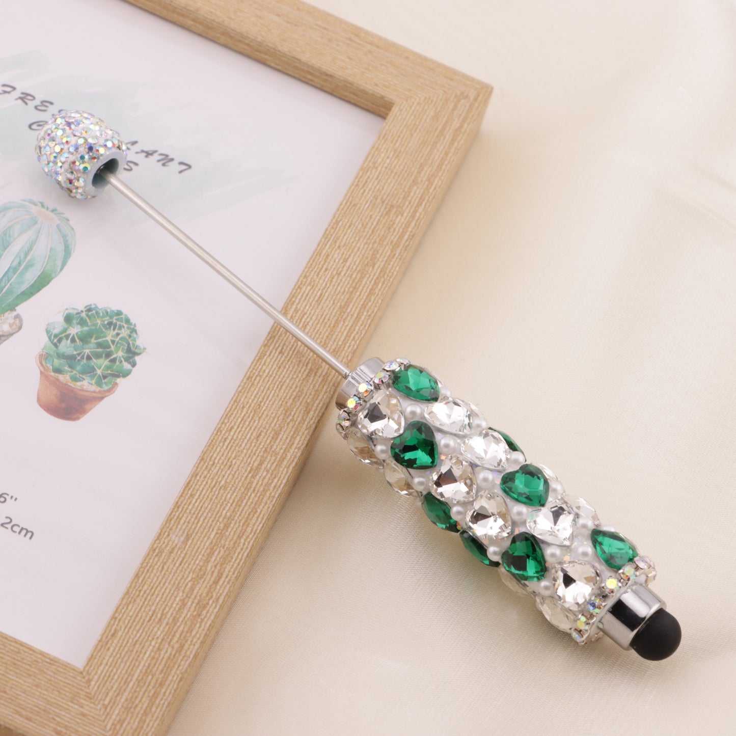 FS6396- Full Of Love Diamonds Beadable Stylus Pens Lovingly Heart - Shaped Diamond - Strung Bead Stylus Pens