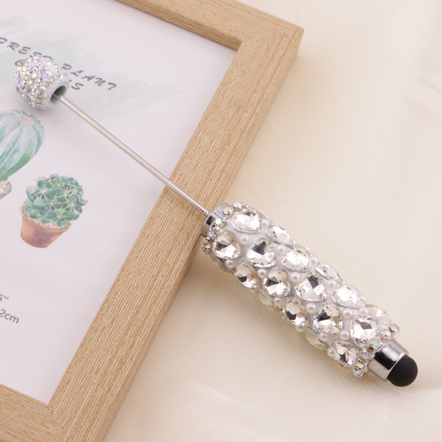 FS6396- Full Of Love Diamonds Beadable Stylus Pens Lovingly Heart - Shaped Diamond - Strung Bead Stylus Pens