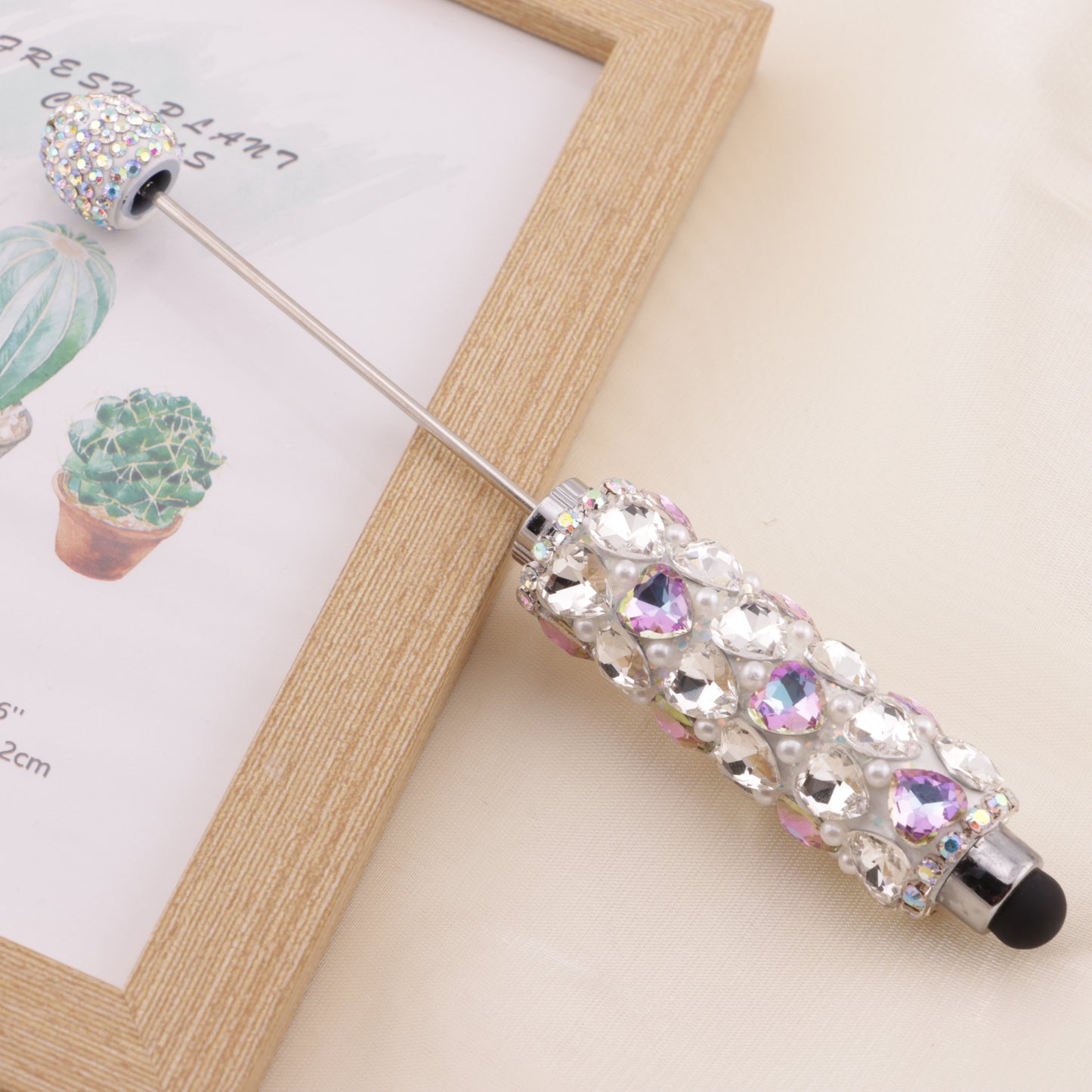 FS6396- Full Of Love Diamonds Beadable Stylus Pens Lovingly Heart - Shaped Diamond - Strung Bead Stylus Pens