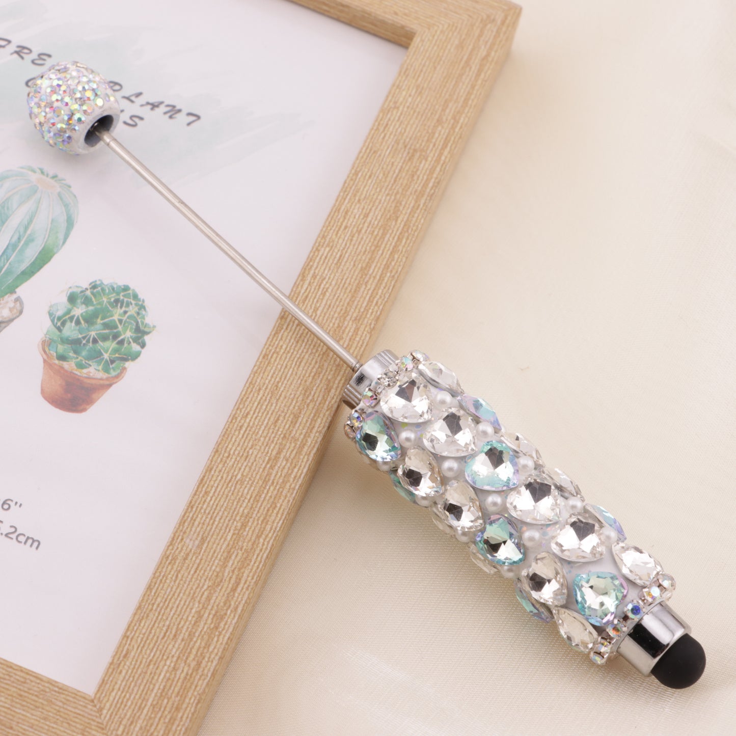FS6396- Full Of Love Diamonds Beadable Stylus Pens Lovingly Heart - Shaped Diamond - Strung Bead Stylus Pens