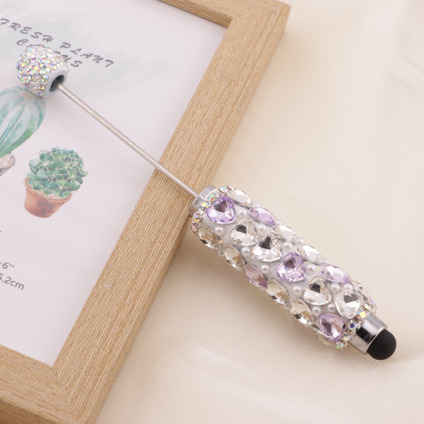 FS6396- Full Of Love Diamonds Beadable Stylus Pens Lovingly Heart - Shaped Diamond - Strung Bead Stylus Pens