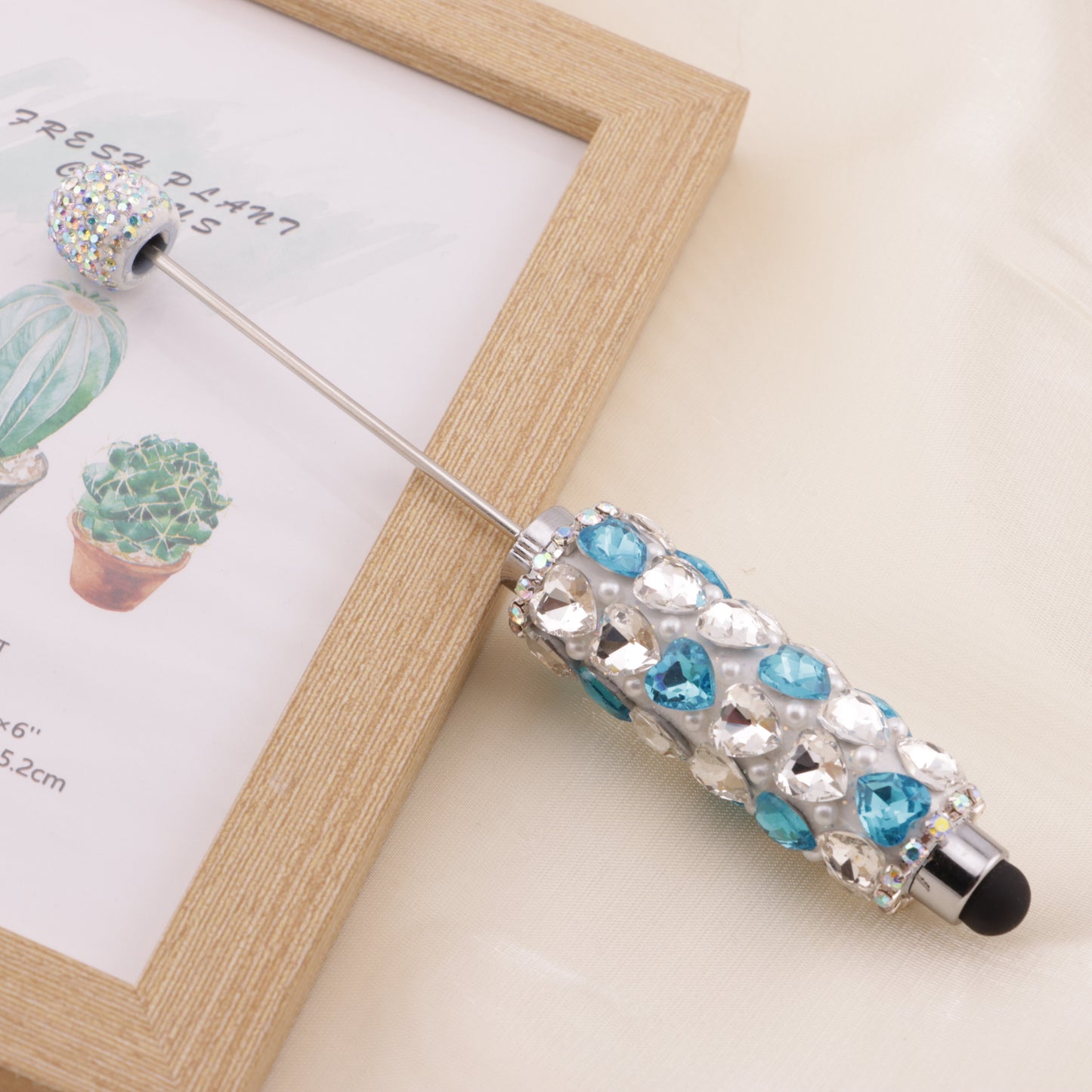 FS6396- Full Of Love Diamonds Beadable Stylus Pens Lovingly Heart - Shaped Diamond - Strung Bead Stylus Pens