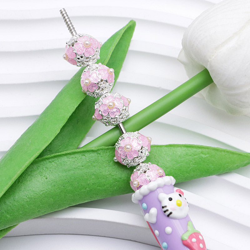 FS5097- 10mm Heart 4 Petal Metal Beads, Love - shaped Pearl Four - petal Flower Alloy Beads, Fit For Pen