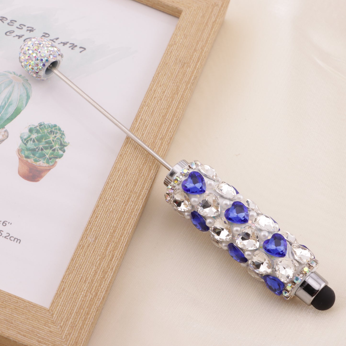 FS6396- Full Of Love Diamonds Beadable Stylus Pens Lovingly Heart - Shaped Diamond - Strung Bead Stylus Pens