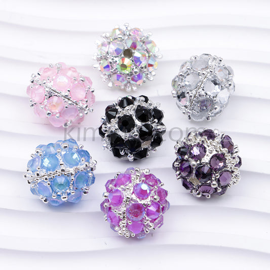 FS4854-5 Pieces Mocha Diamond Metal Round Beads Fit For Beadable Pens