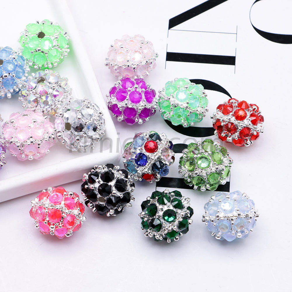 FS4854-5 Pieces Mocha Diamond Metal Round Beads Fit For Beadable Pens