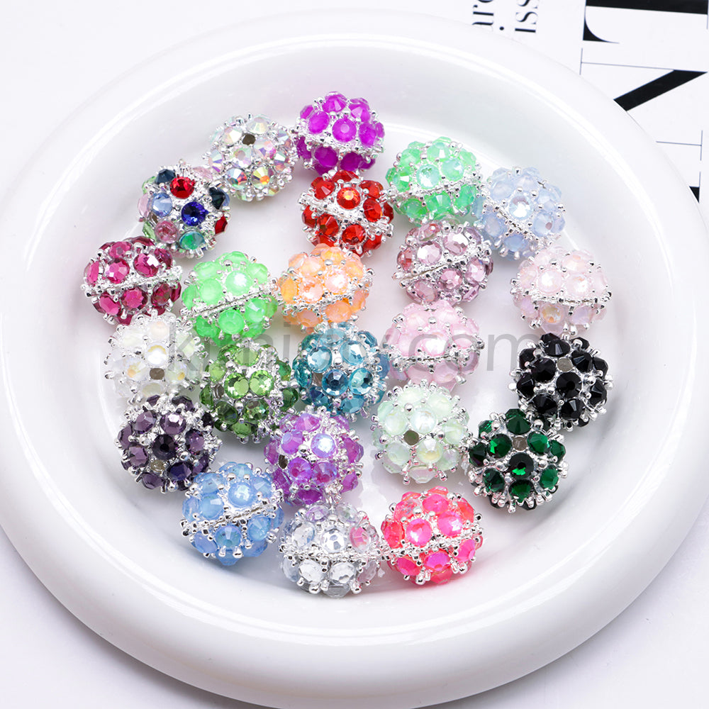FS4854-5 Pieces Mocha Diamond Metal Round Beads Fit For Beadable Pens
