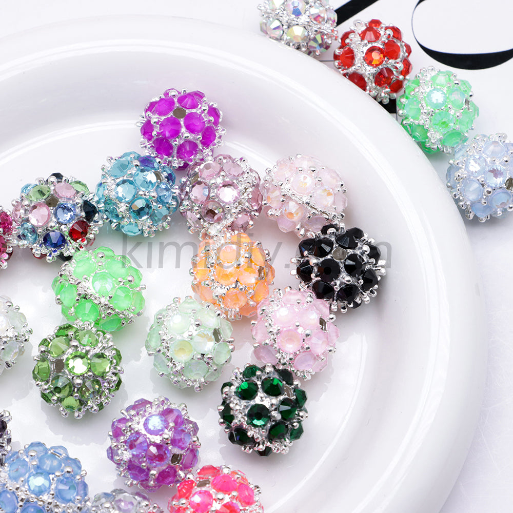 FS4854-5 Pieces Mocha Diamond Metal Round Beads Fit For Beadable Pens