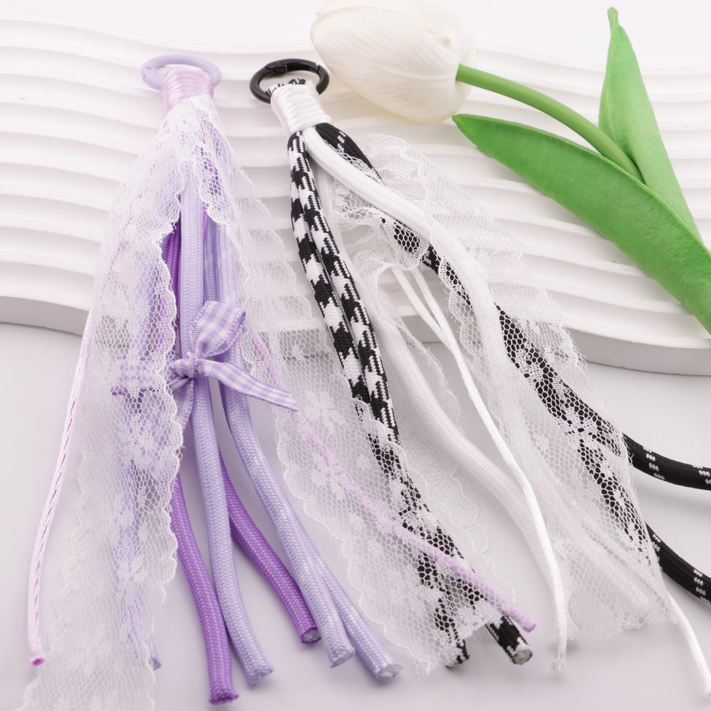 FS6410- C Lace Rope Braided Keychain C Lace Rope Braided Keychain Pendant