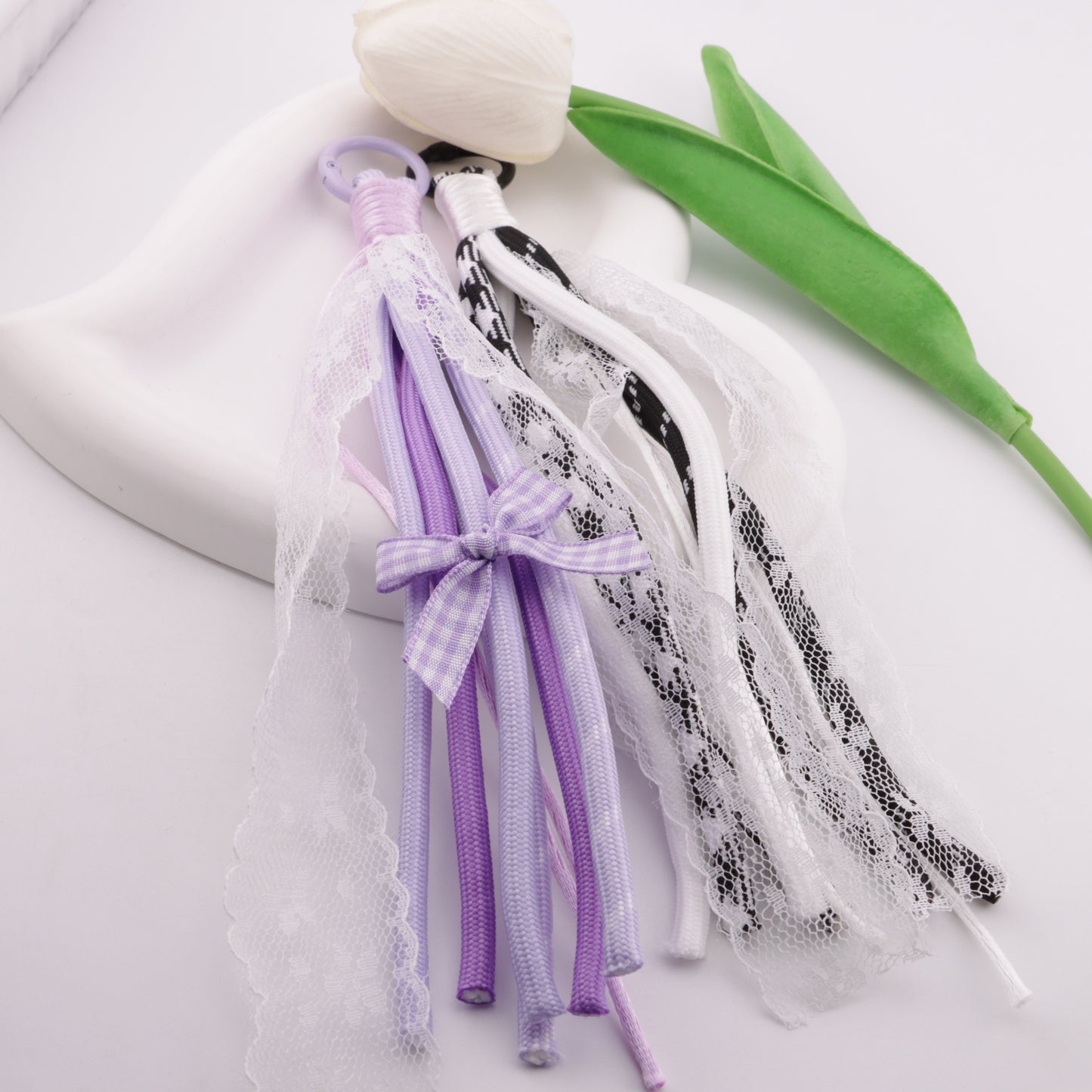 FS6410- C Lace Rope Braided Keychain C Lace Rope Braided Keychain Pendant