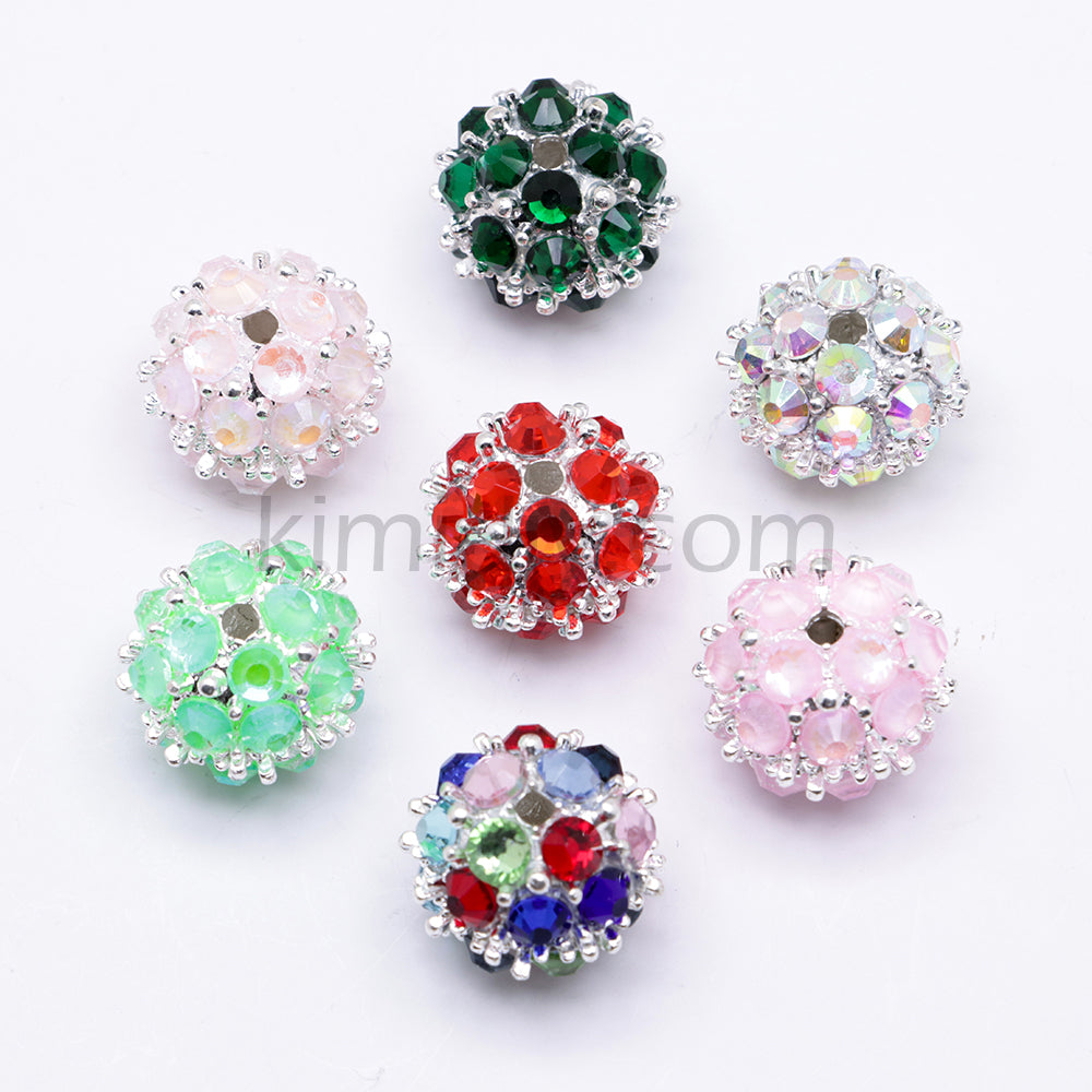 FS4854-5 Pieces Mocha Diamond Metal Round Beads Fit For Beadable Pens