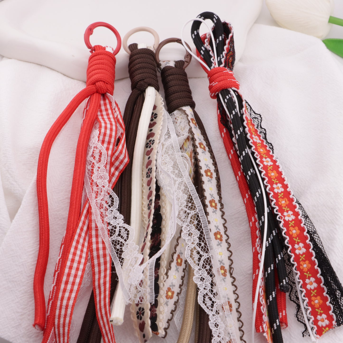 FS6409- B Lace Rope Braided Keychain B Lace Rope Braided Keychain Pendant