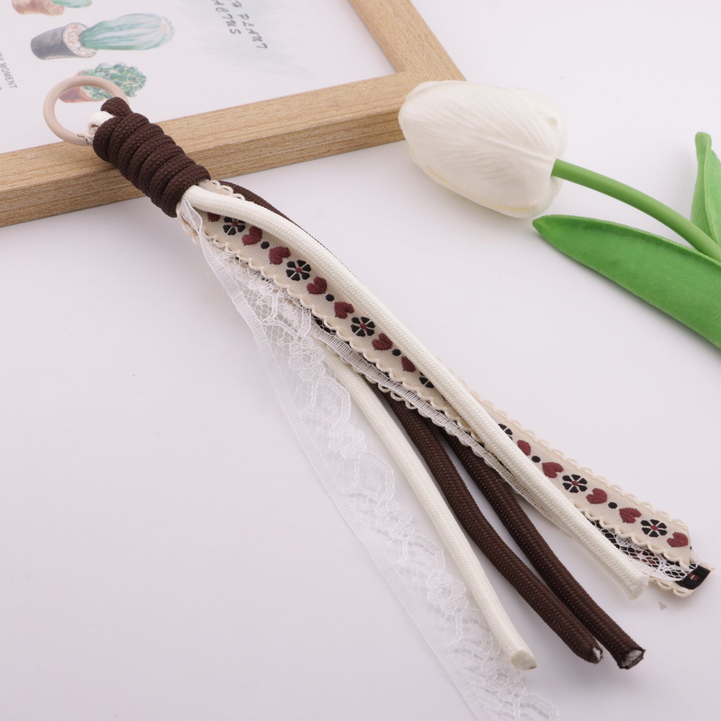 FS6409- B Lace Rope Braided Keychain B Lace Rope Braided Keychain Pendant