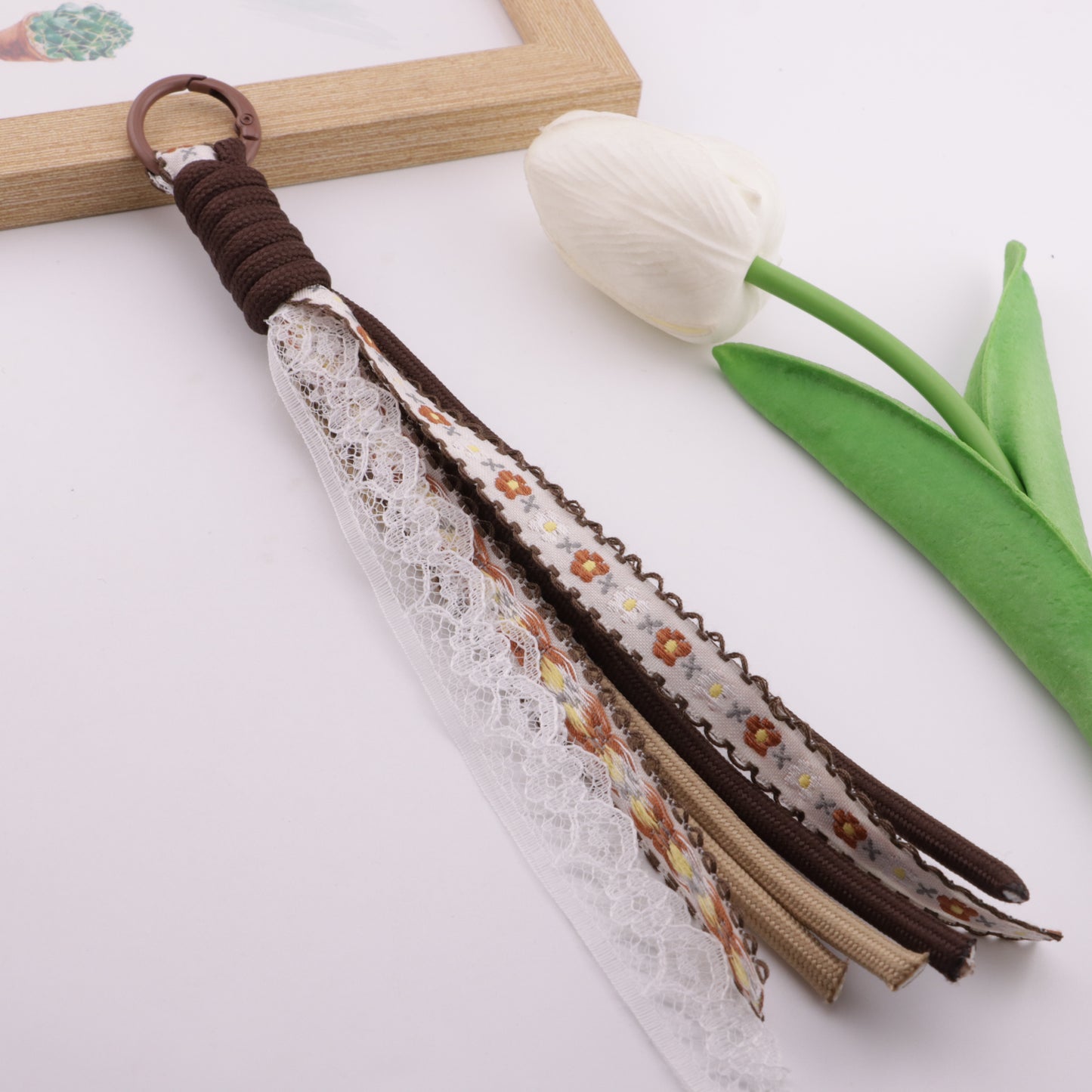 FS6409- B Lace Rope Braided Keychain B Lace Rope Braided Keychain Pendant