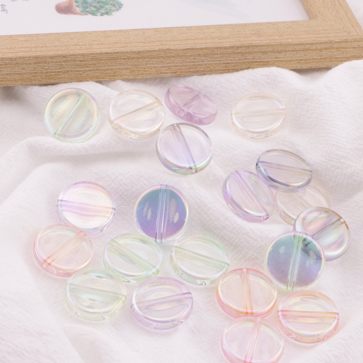 FS6407- 20Mm Clear Uv Round Plate Beads Colored - Plated Transparent Round Plate Beads