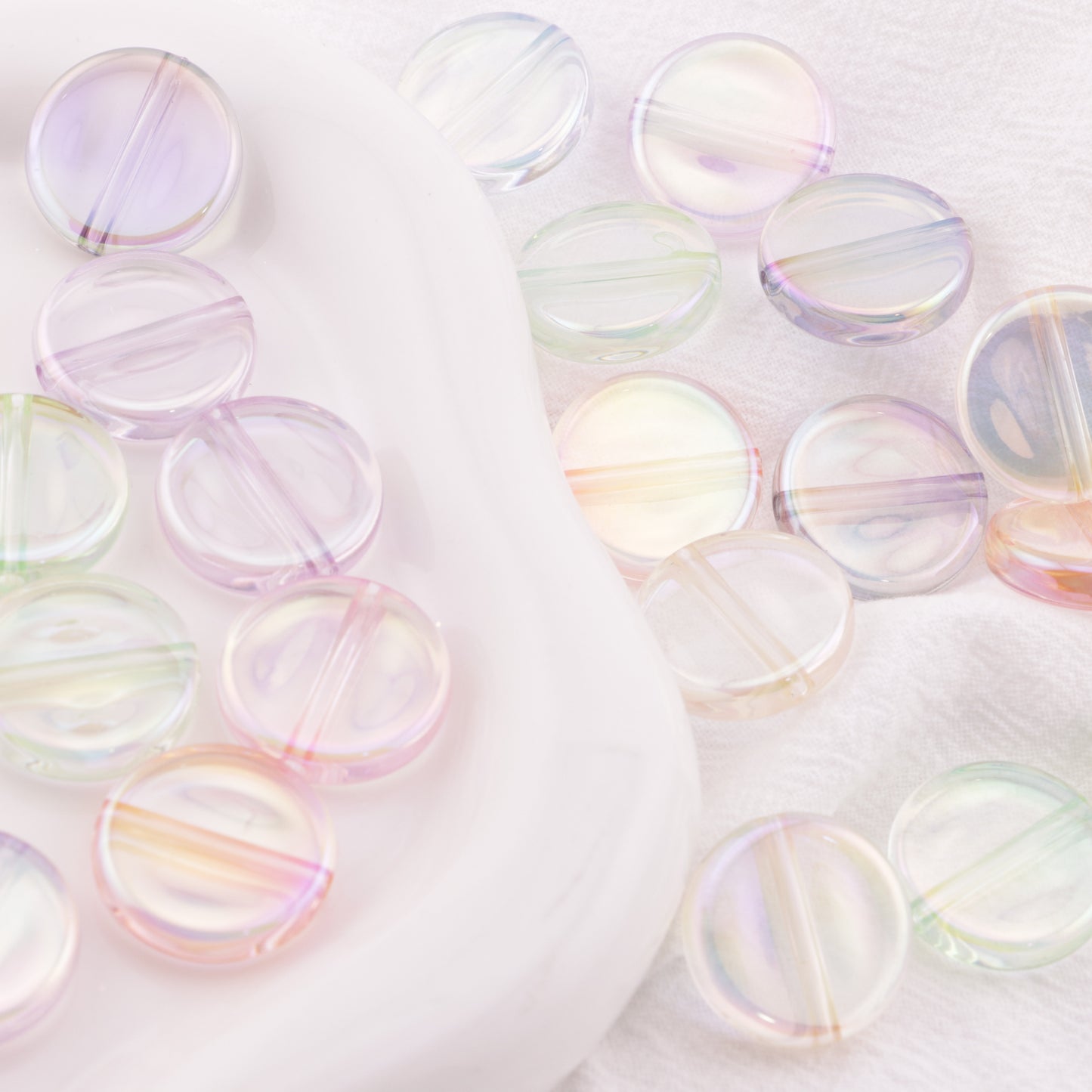 FS6407- 20Mm Clear Uv Round Plate Beads Colored - Plated Transparent Round Plate Beads
