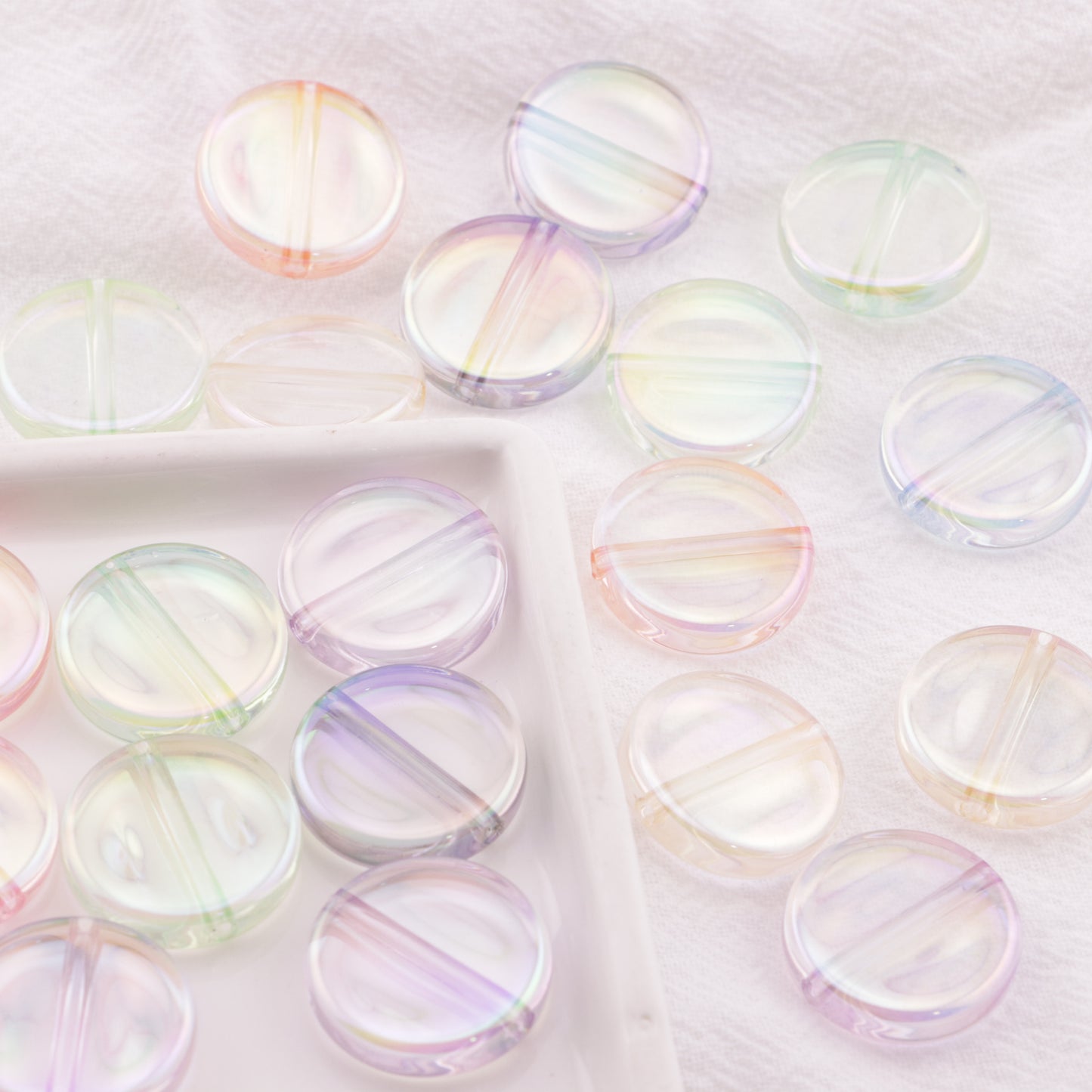 FS6407- 20Mm Clear Uv Round Plate Beads Colored - Plated Transparent Round Plate Beads