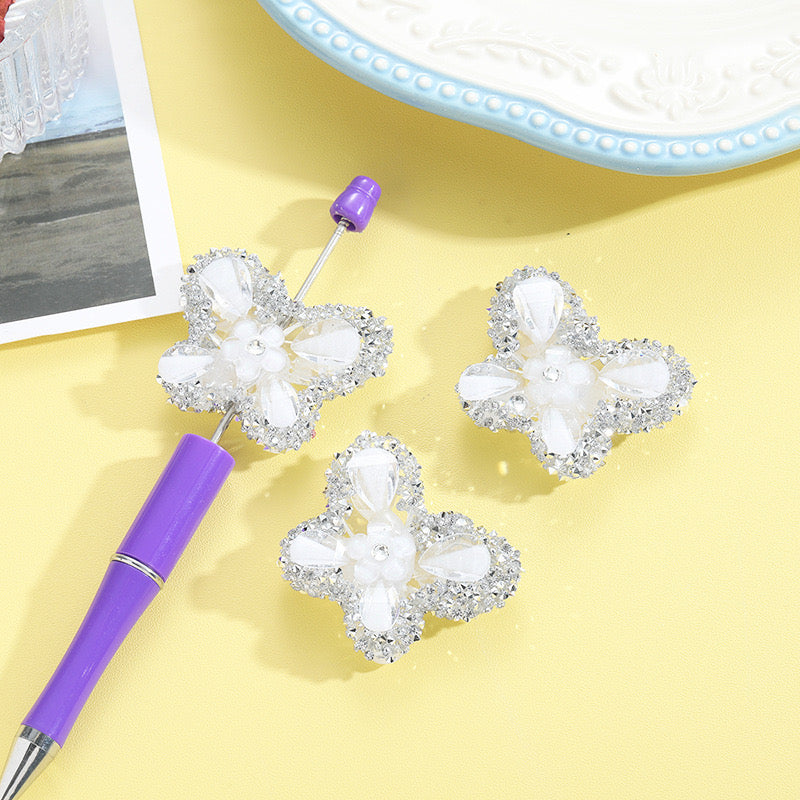 FS0934- Mixed Color Heavy Granulated Sugar Butterfly Acrylic Beads Fit For Beadable Pens