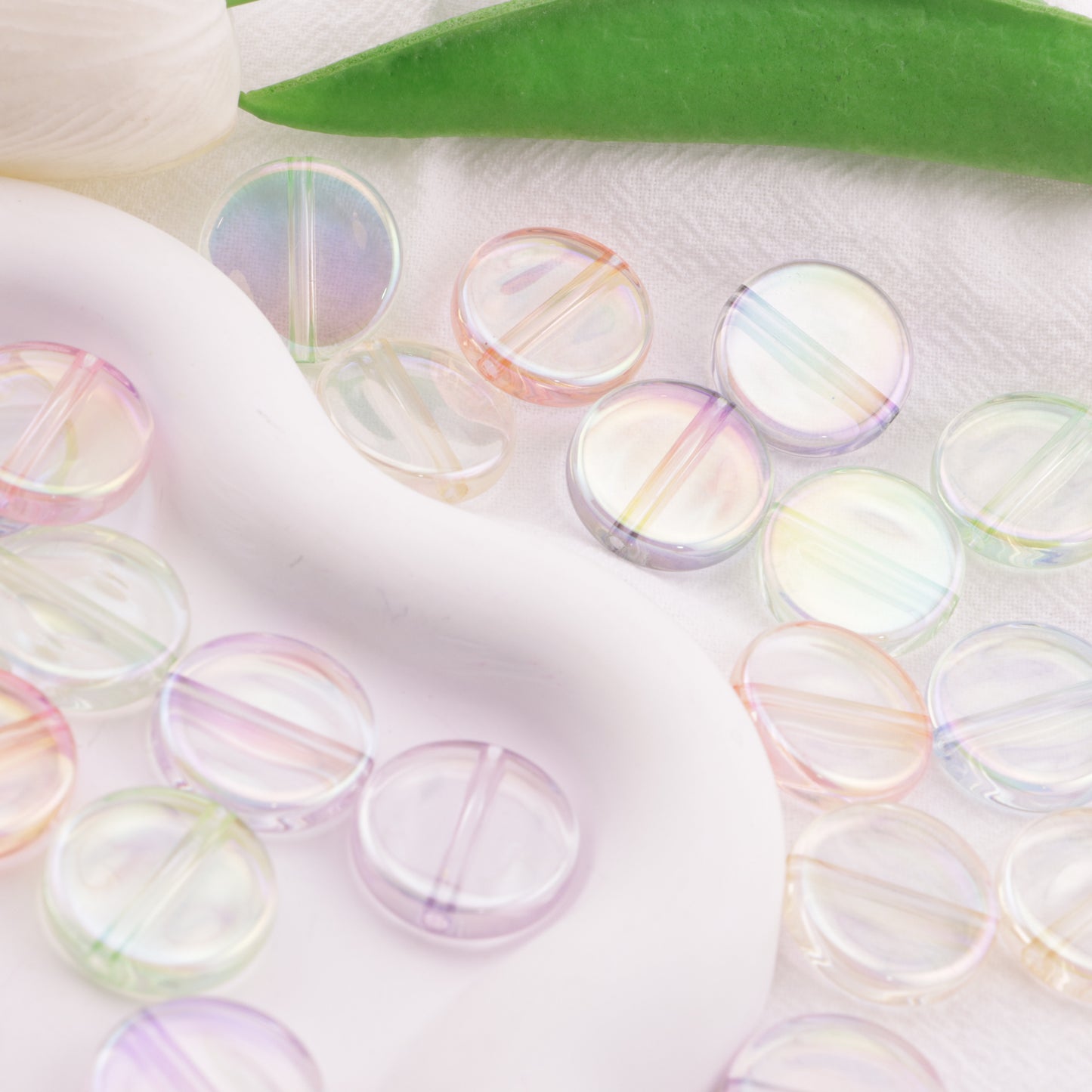 FS6407- 20Mm Clear Uv Round Plate Beads Colored - Plated Transparent Round Plate Beads