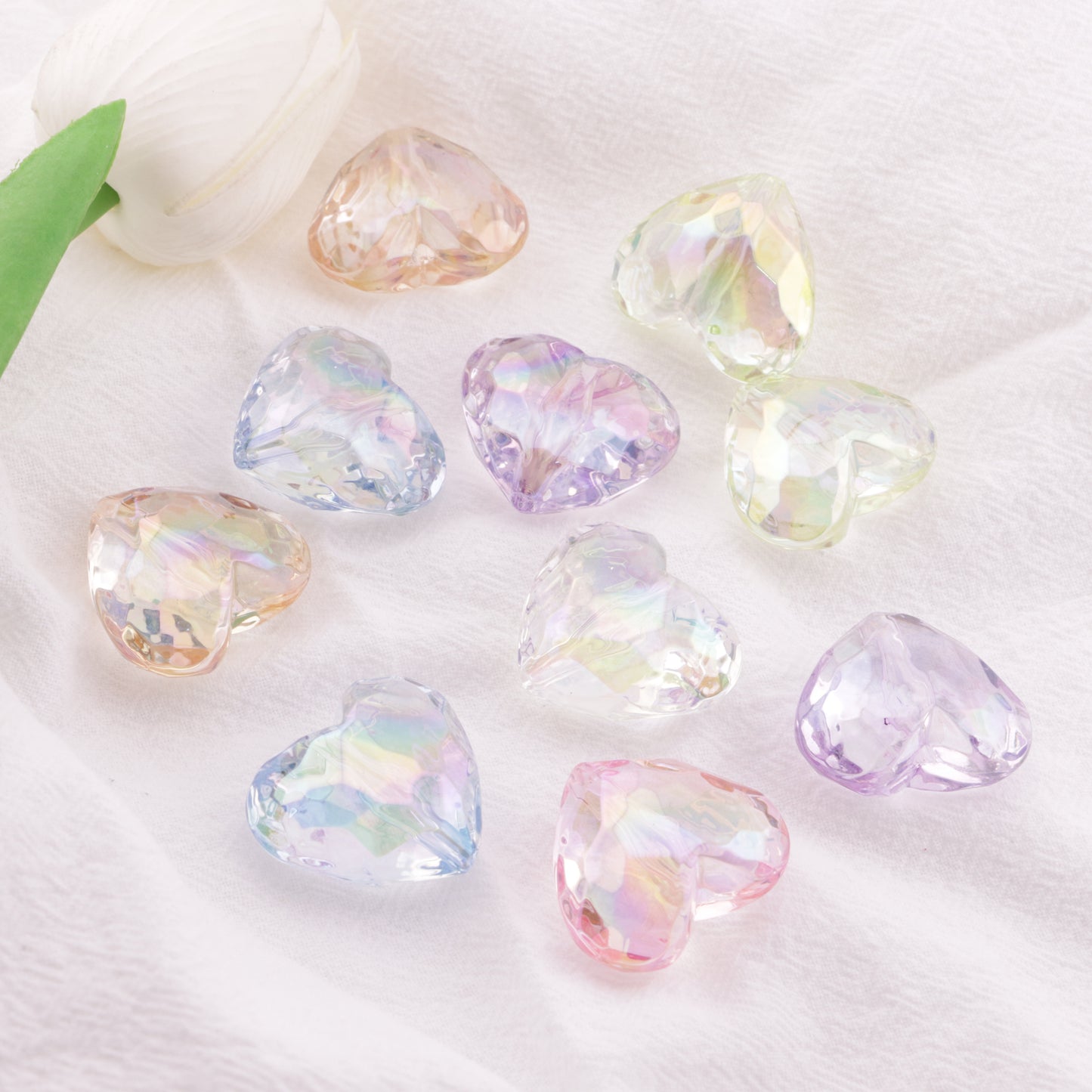 FS6402- 26×30mm Uv Clear Heart Beads Transparent Heart-Shaped Beads