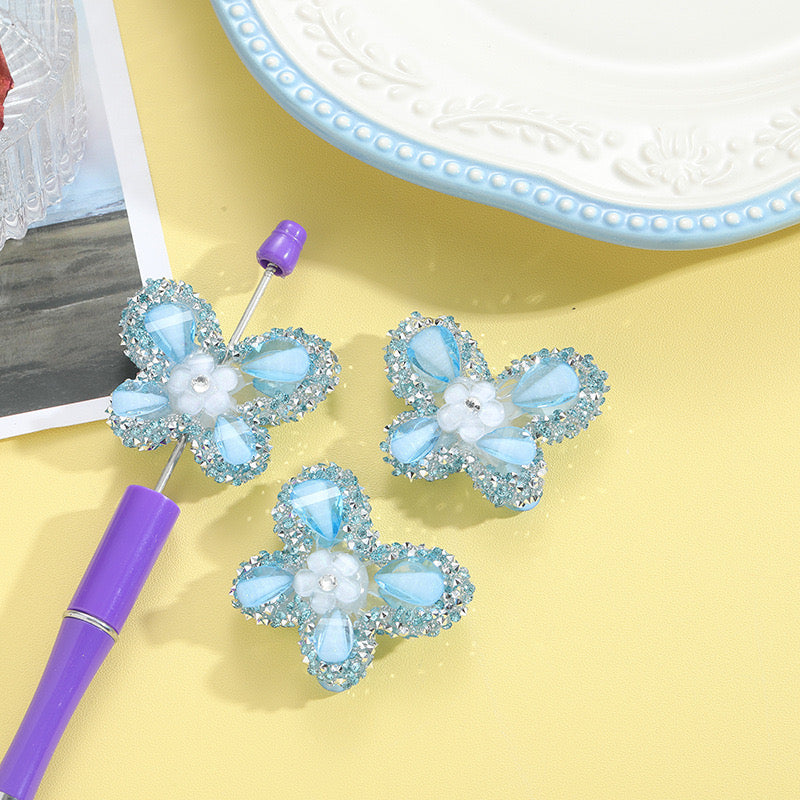FS0934- Mixed Color Heavy Granulated Sugar Butterfly Acrylic Beads Fit For Beadable Pens