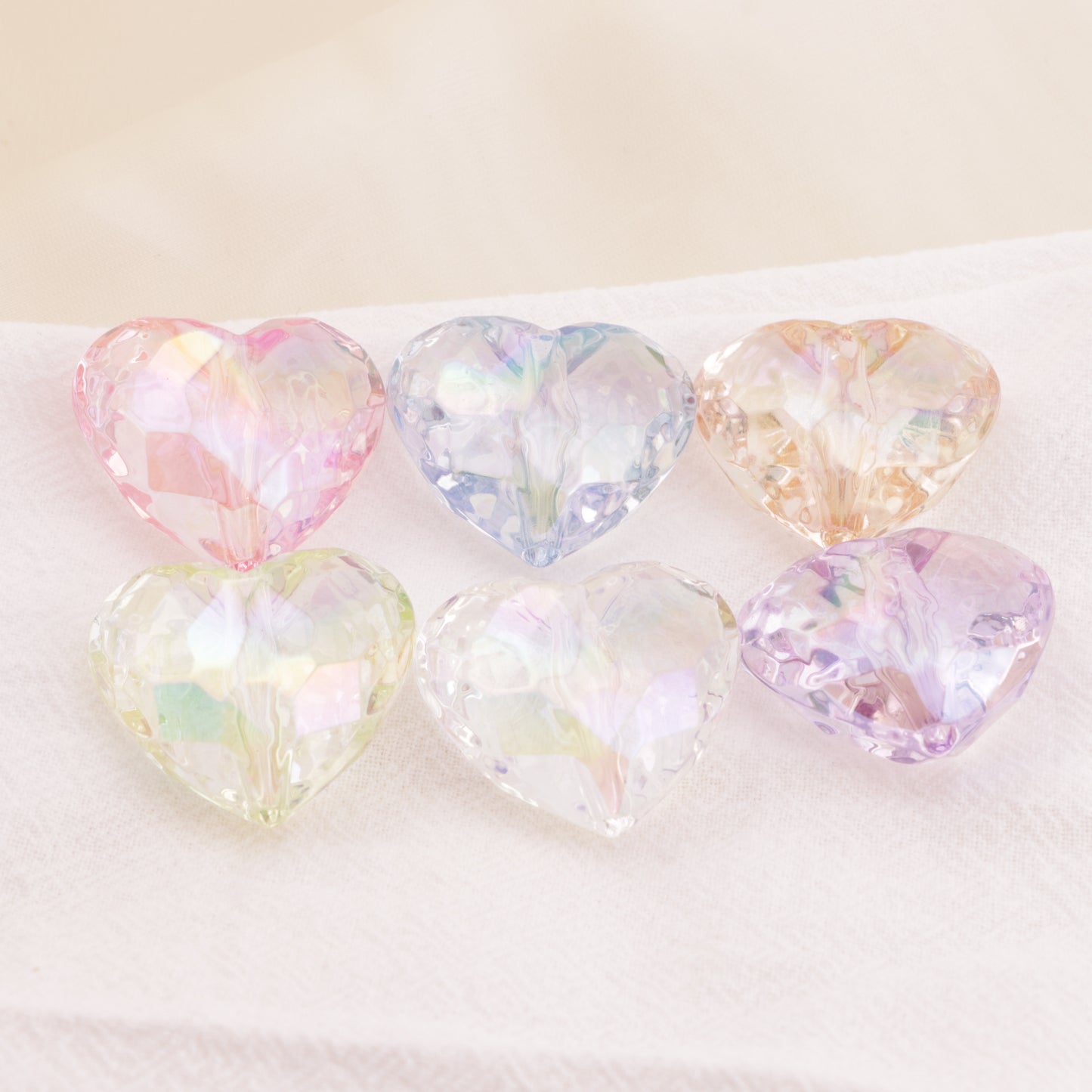 FS6402- 26×30mm Uv Clear Heart Beads Transparent Heart-Shaped Beads