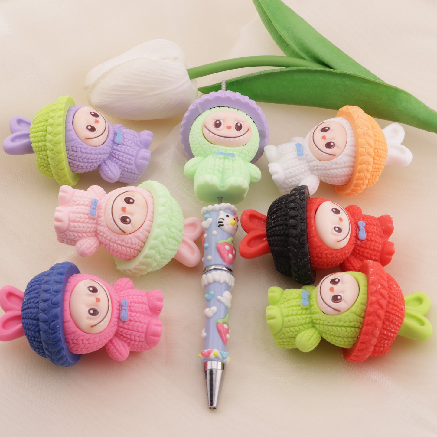 FS6403- 56mm Woolen Hat, Labubu, Resin Beads