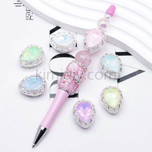 FS4853-5 Pieces Water Drop Shaped Double Sided Crystal Diamond Alloy Beads Fit For Beadable Pens