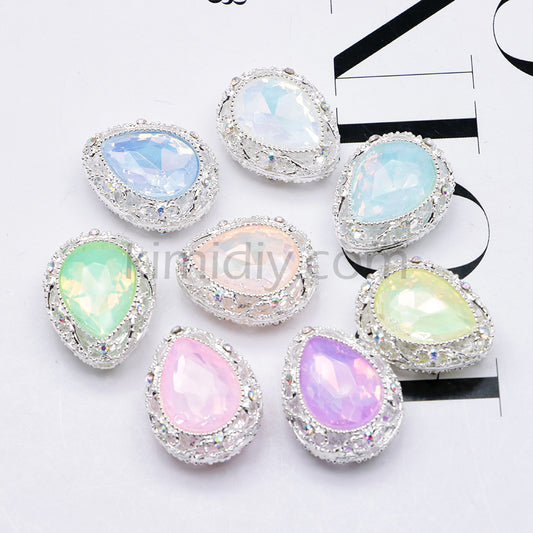 FS4853-5 Pieces Water Drop Shaped Double Sided Crystal Diamond Alloy Beads Fit For Beadable Pens