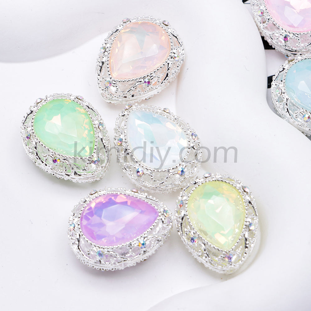 FS4853-5 Pieces Water Drop Shaped Double Sided Crystal Diamond Alloy Beads Fit For Beadable Pens