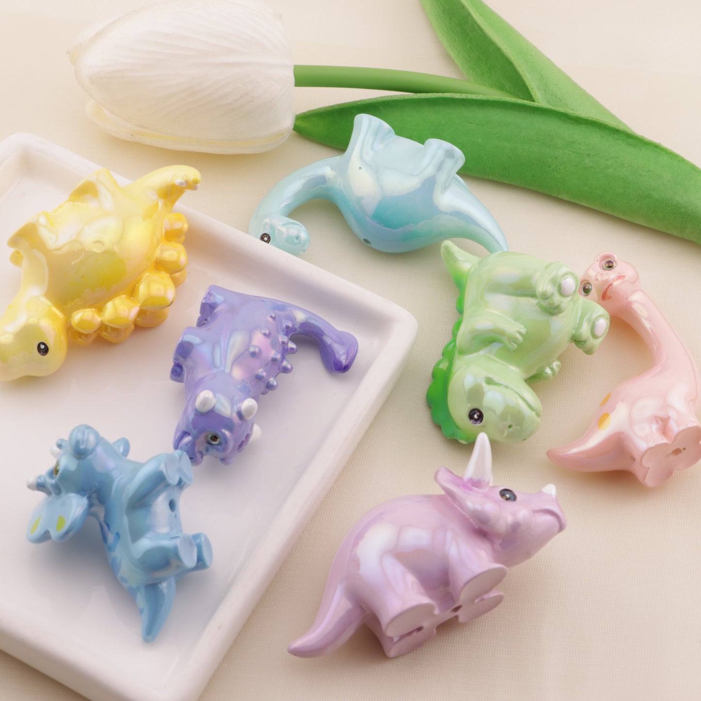 FS6501- 3.5×2.8cm UV-Plated Dinosaur Resin Beads (3.5×2.8cm UVメッキ恐竜樹脂ビーズ)