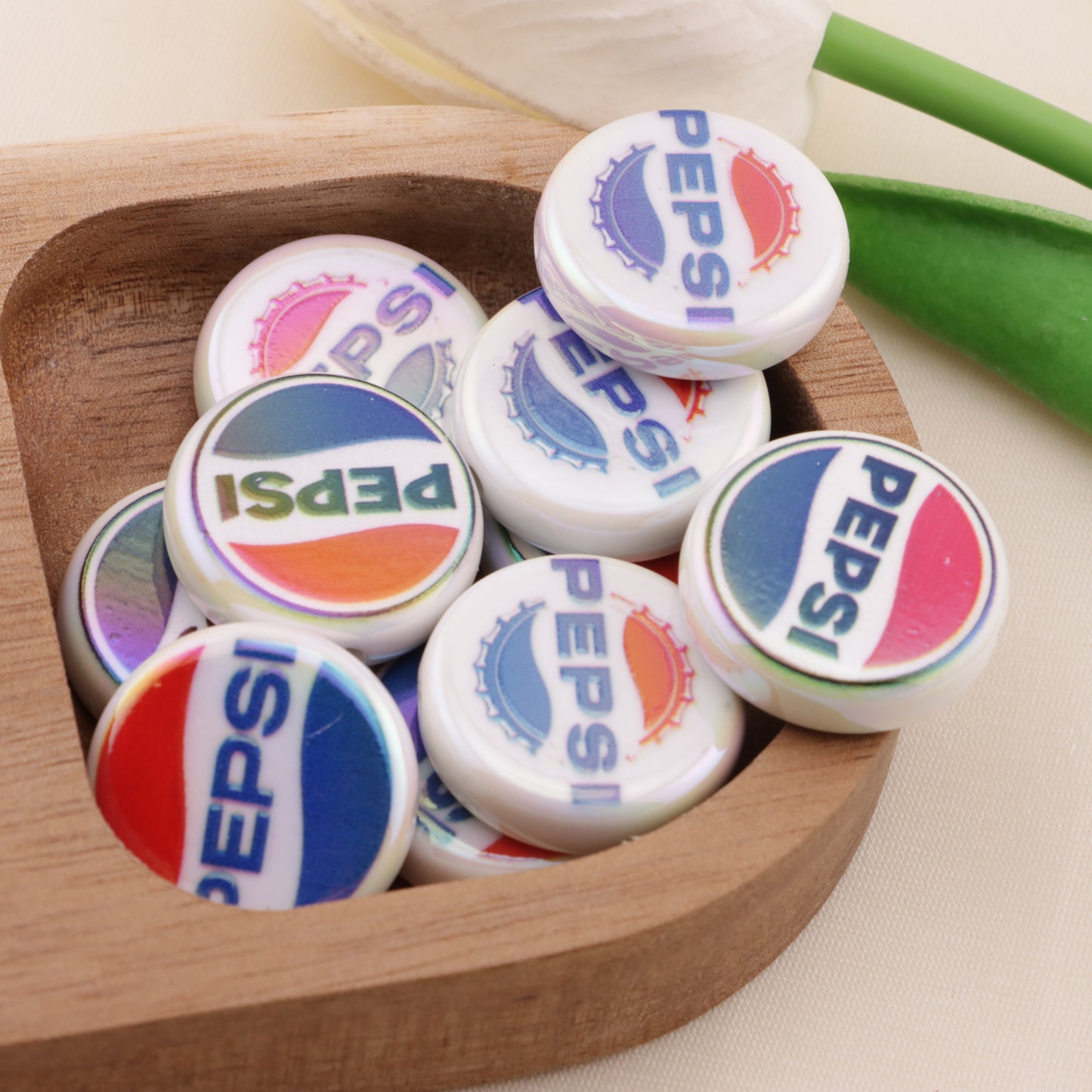 FS6499- 20mm Pepsi Cola Round Acrylic Beads (20mm ペプシコーラ ラウンドアクリルビーズ)