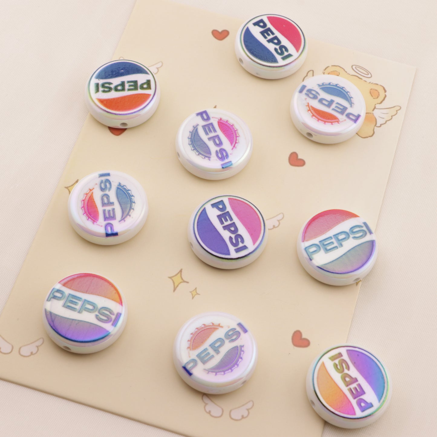 FS6499- 20mm Pepsi Cola Round Acrylic Beads (20mm ペプシコーラ ラウンドアクリルビーズ)