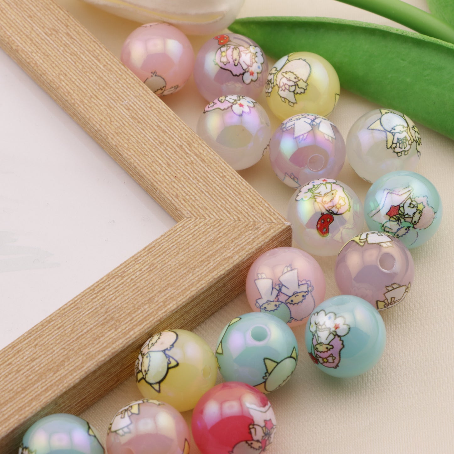 FS6497- 16mm Random Mixed Jelly Color Twin Star Printed Acrylic Beads(16mm ランダムミックスゼリーカラーツインスタープリントアクリルビーズ)