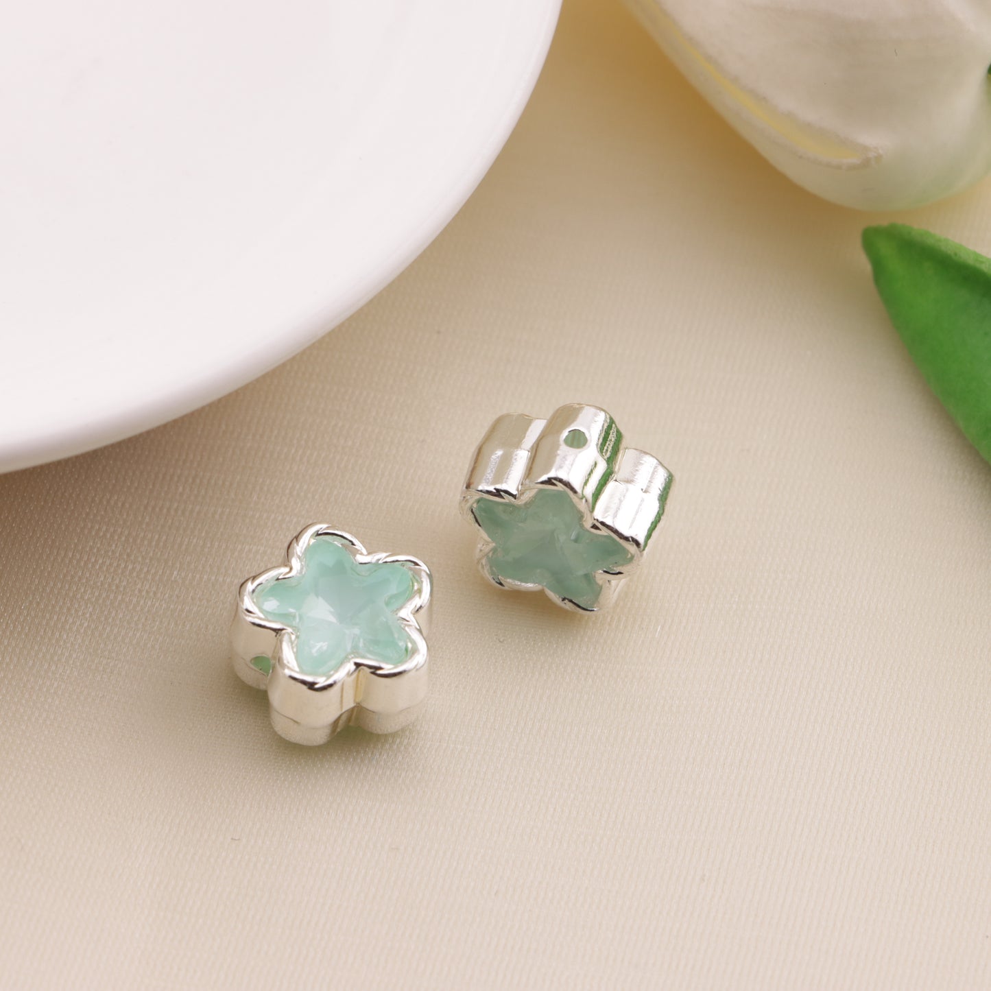 FS6500- About 12MM Star Double Side Zircon Alloy Beads(約12MMスター両面ジルコン合金ビーズ)