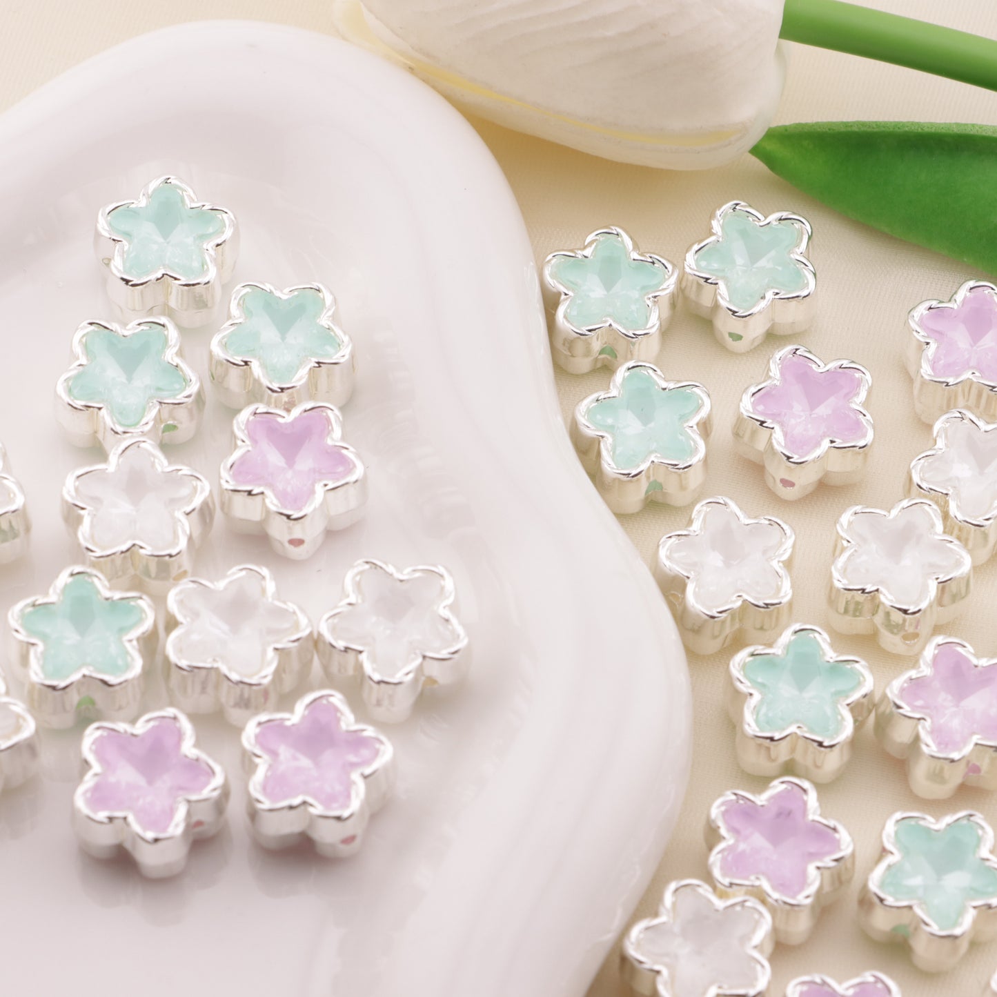 FS6500- About 12MM Star Double Side Zircon Alloy Beads(約12MMスター両面ジルコン合金ビーズ)