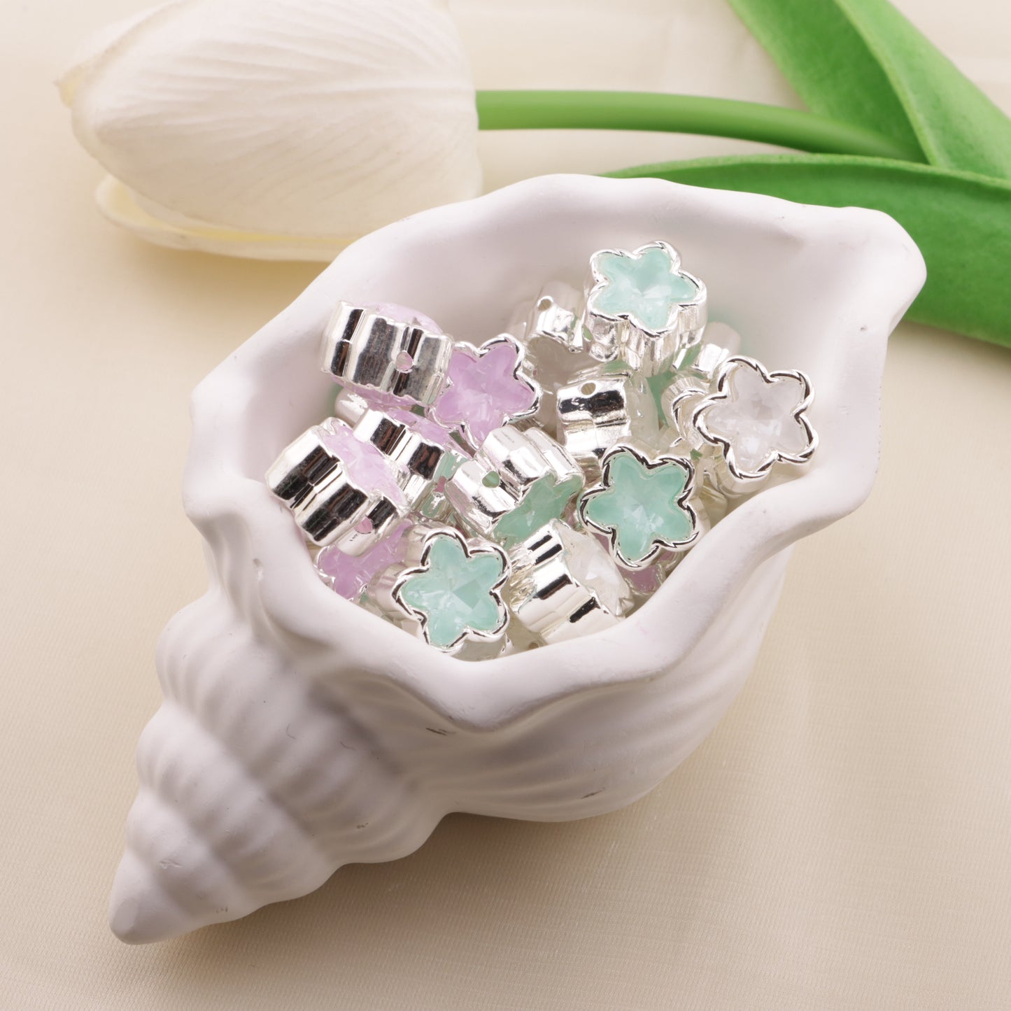 FS6500- About 12MM Star Double Side Zircon Alloy Beads(約12MMスター両面ジルコン合金ビーズ)